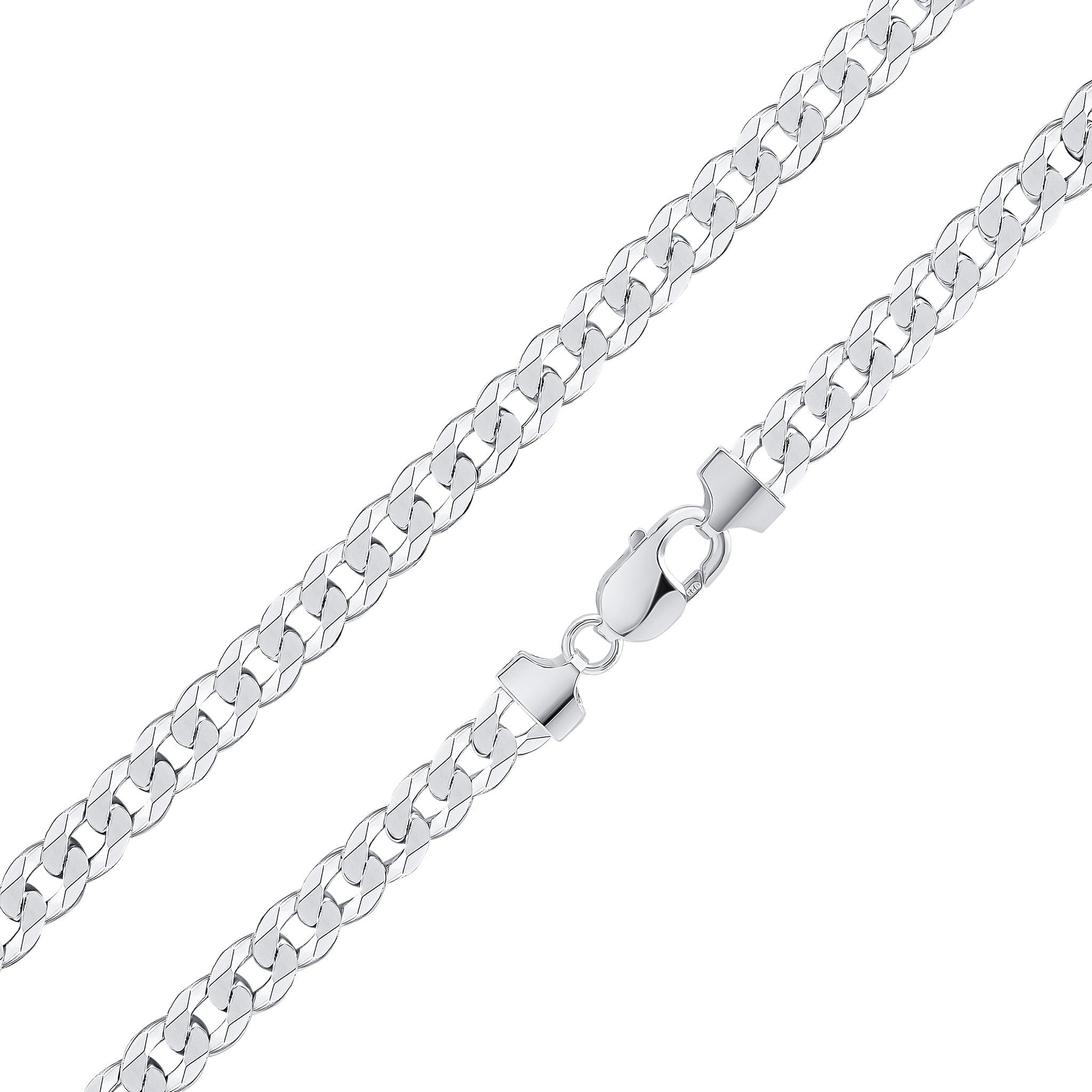 Silver 7.5mm Curb Necklace 22"
