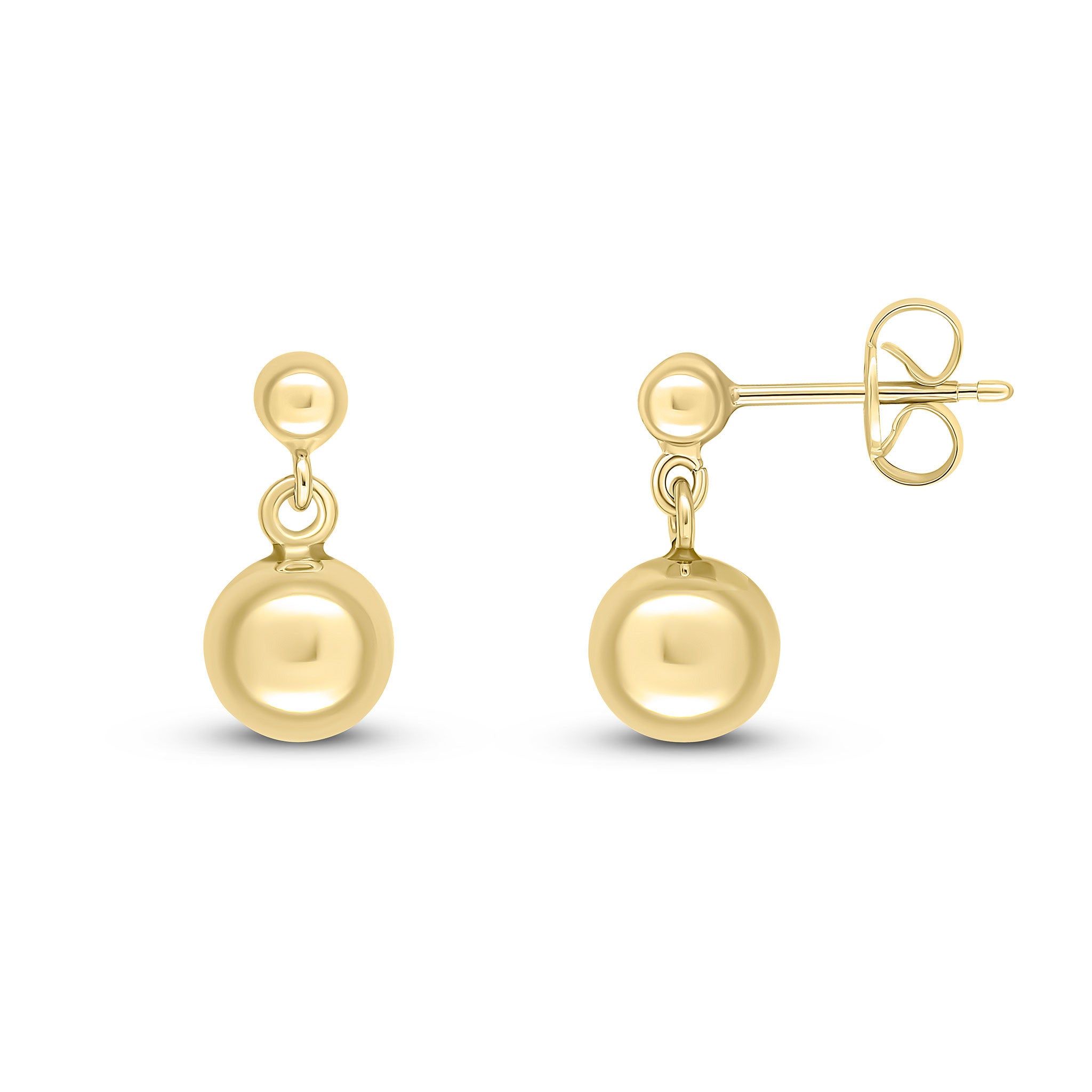 9CT YELLOW GOLD 3MM & 6MM POLISHED BALL DROP EARRINGS
