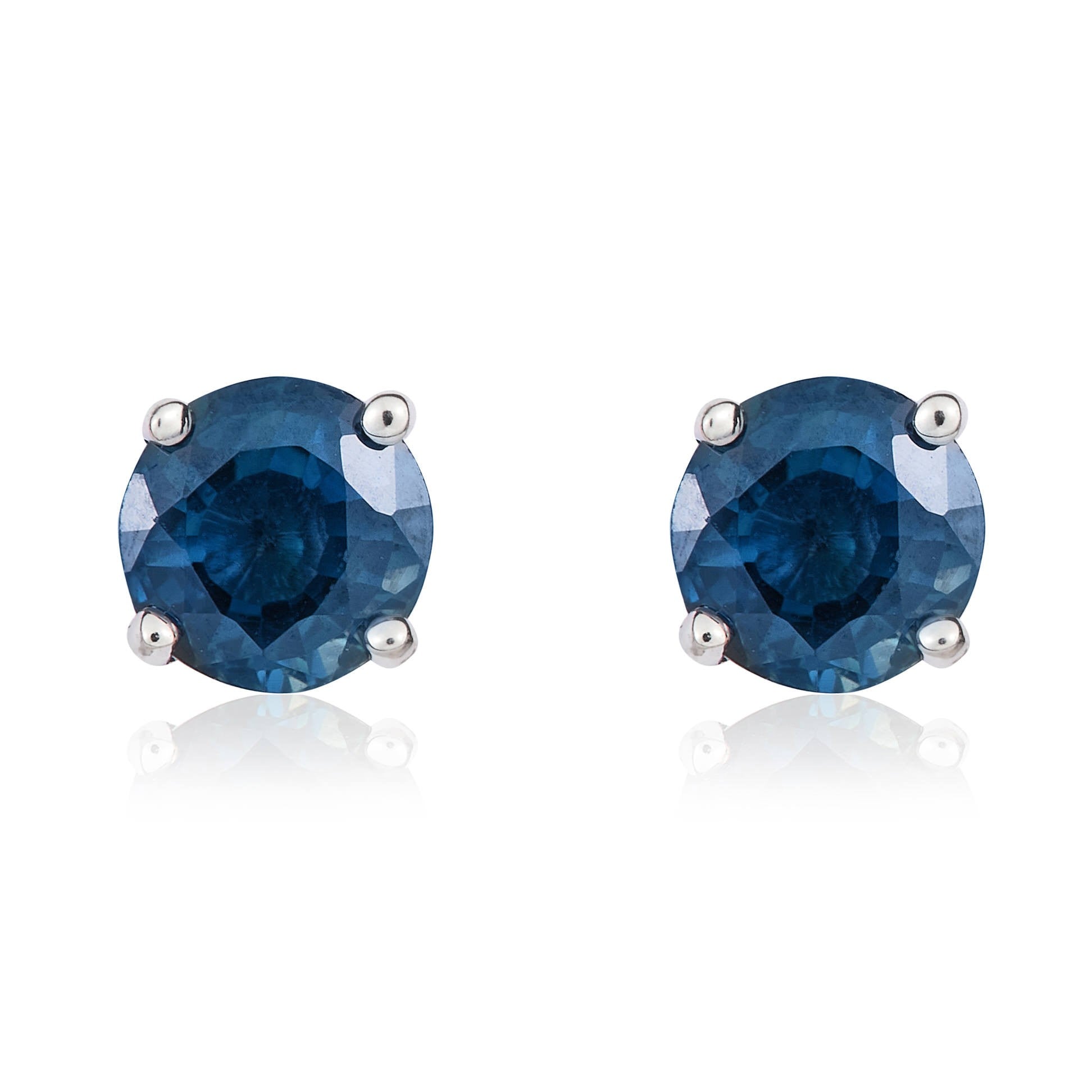 9CT WG 5MM ROUND SAPPHIRE CLAW SET STUD EARRINGS
