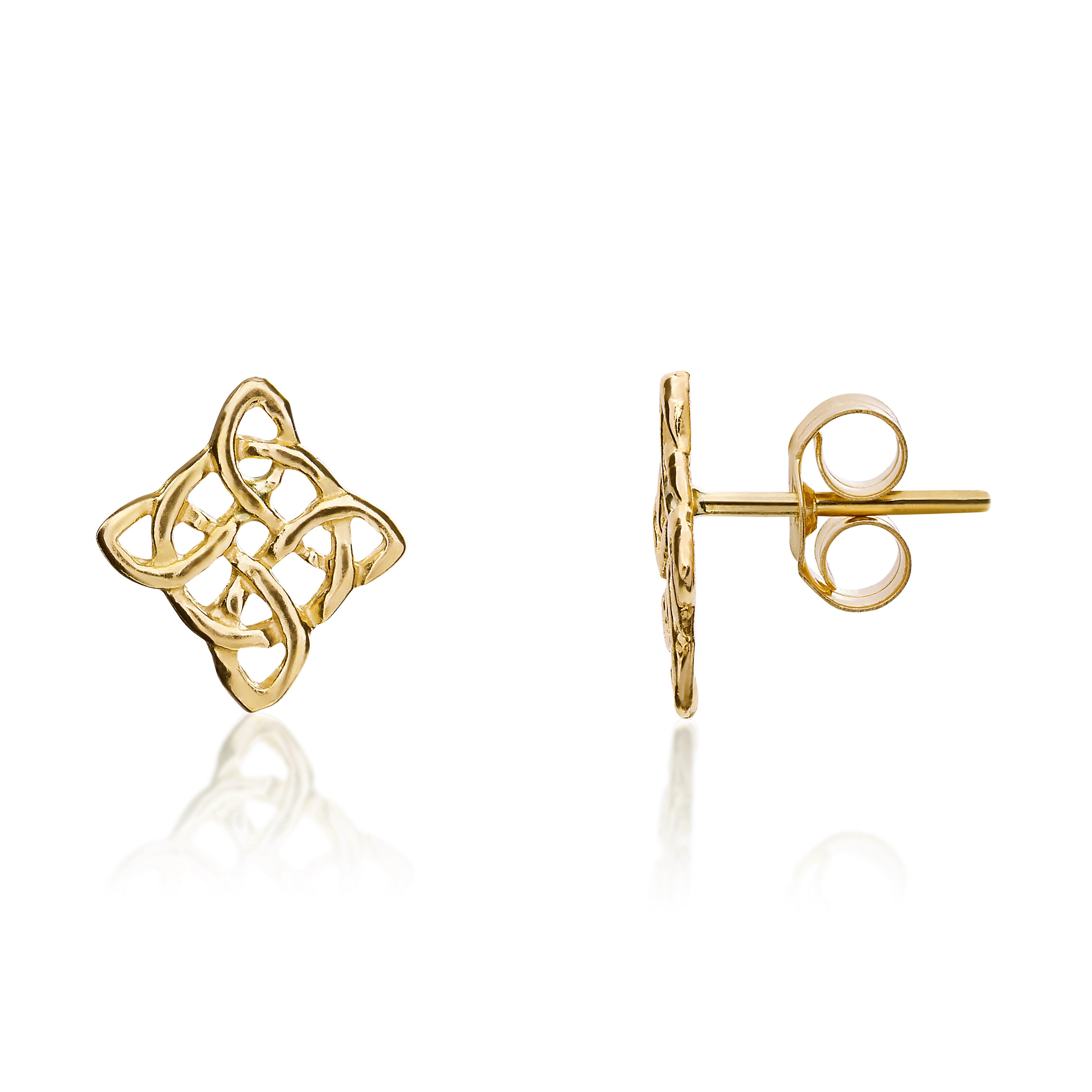 9CT YG SQUARE CELTIC STYLE STUD EARRINGS