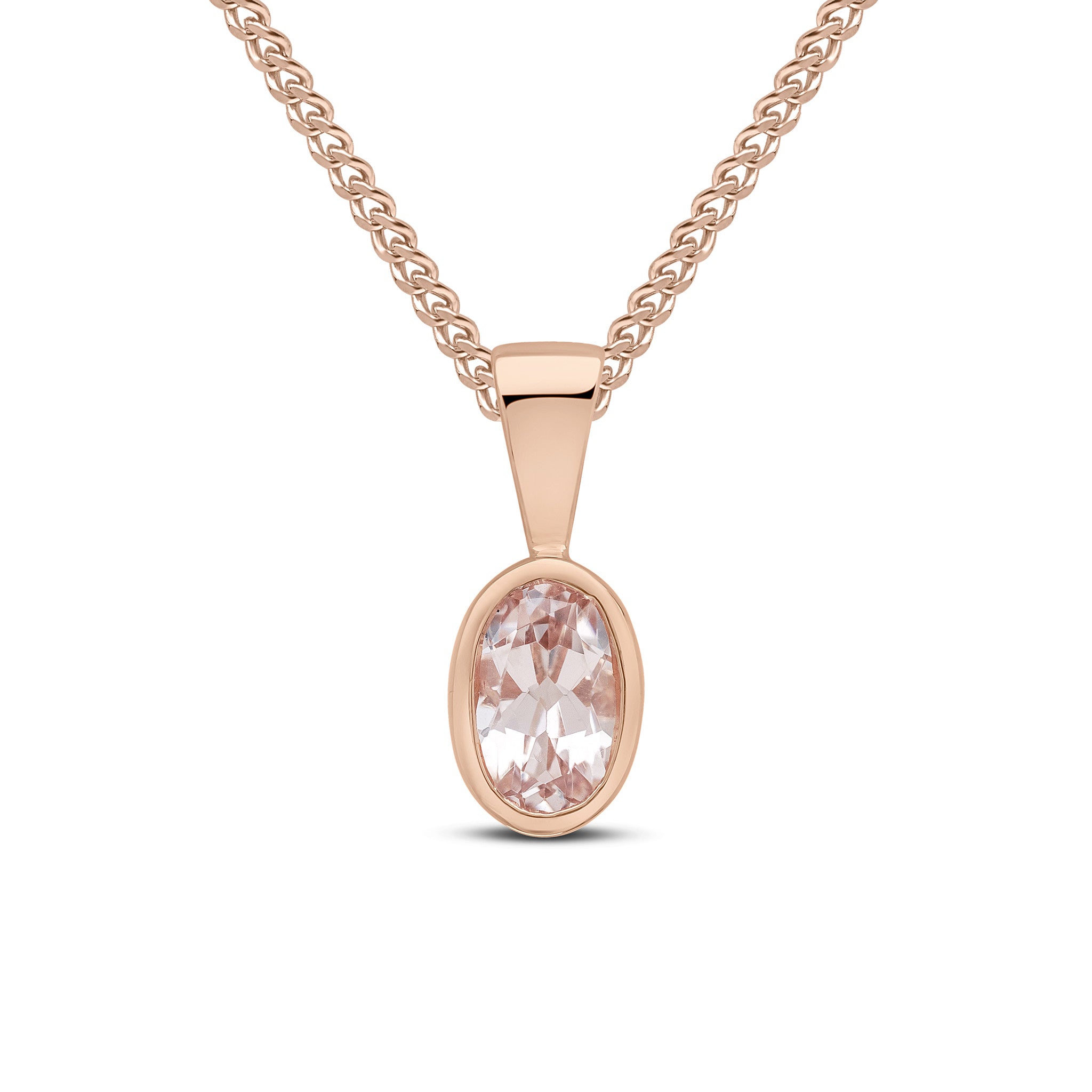 9CT RG 6X4MM OVAL MORGANITE RUBOVER PENDANT