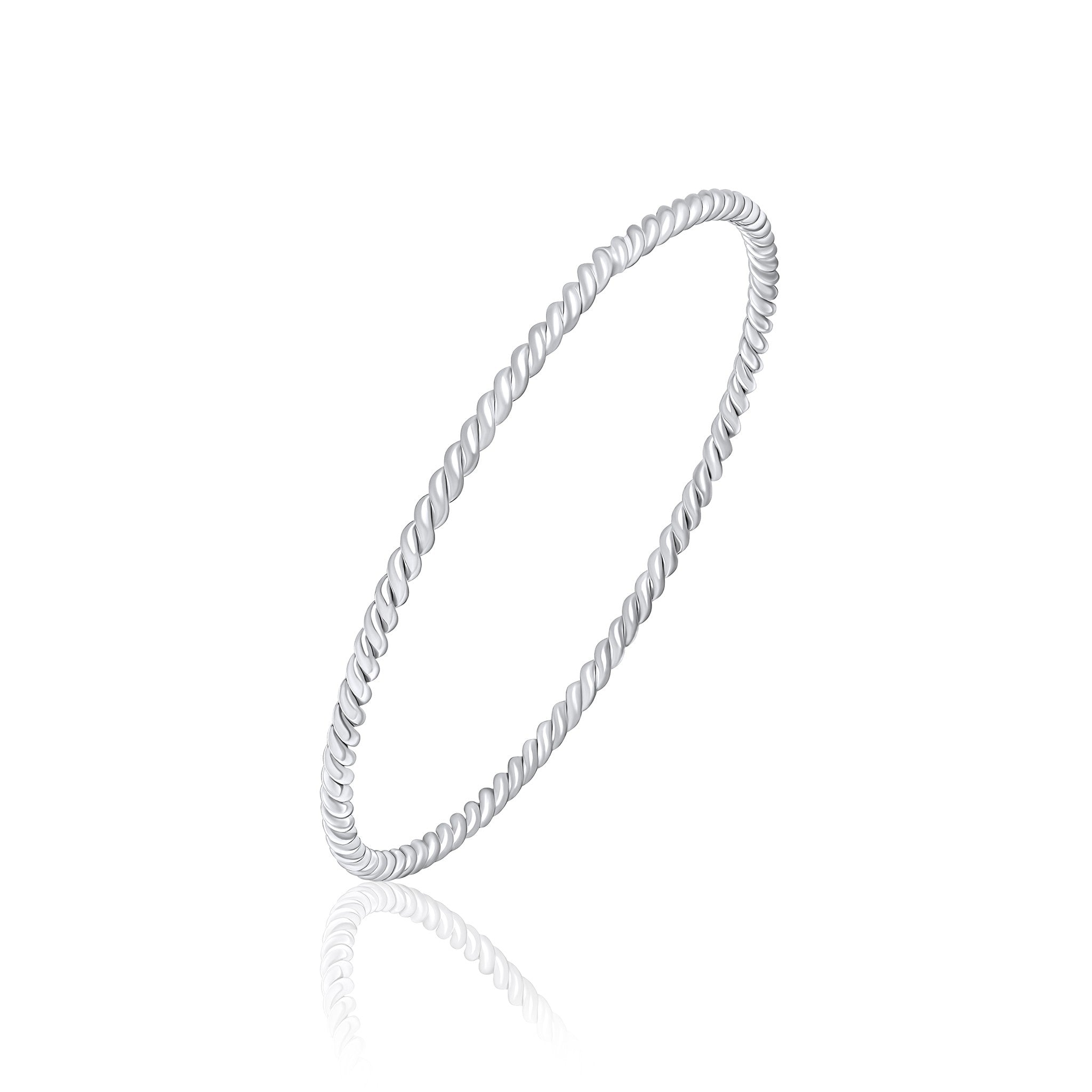 Silver 3mm Round Shape Rope Twist Bangle