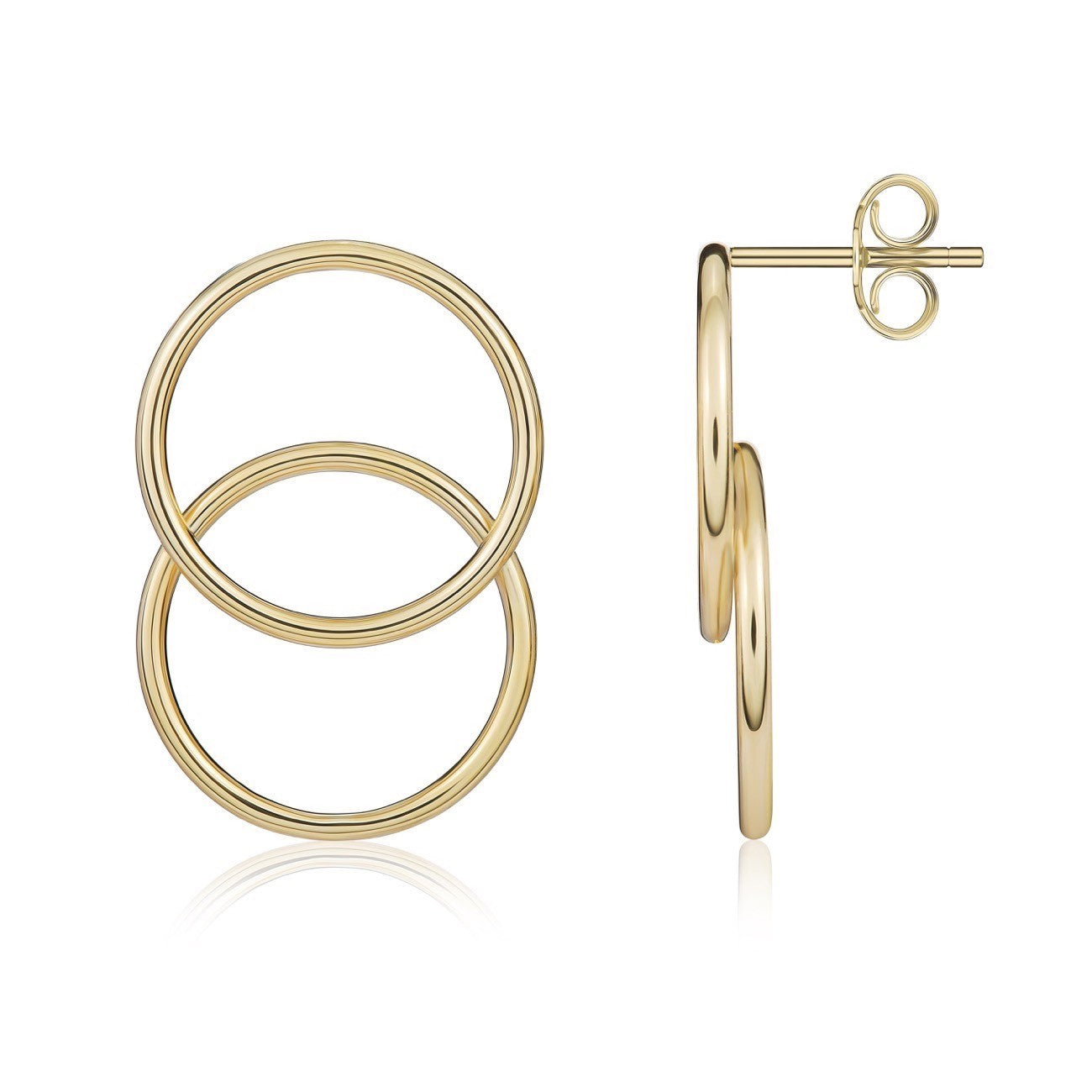 9CT YG OVERLAPPED OPEN CIRCLES EARRRINGS