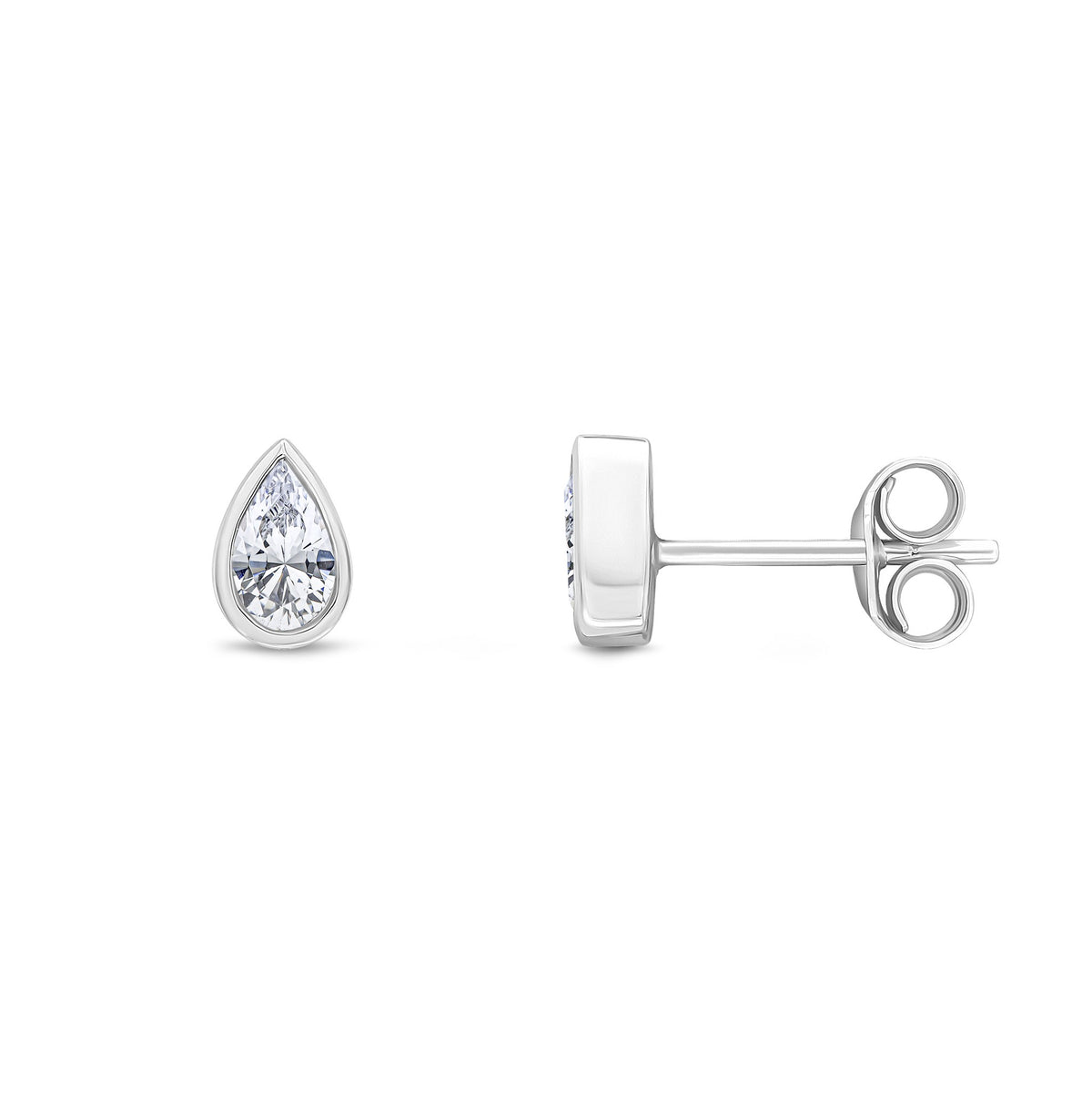 9CT WG 5X3 PEARSHAPE CZ RUBOVER SET EARRINGS