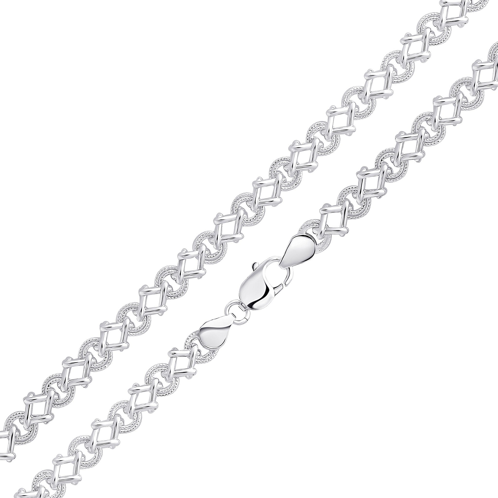Silver 8mm Textured Circle Square 7.5"