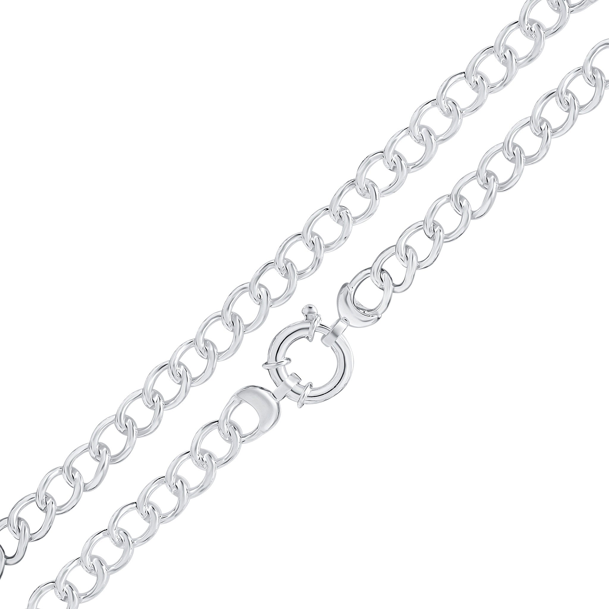 Silver 9mm Curb 7.5" Bolt Ring