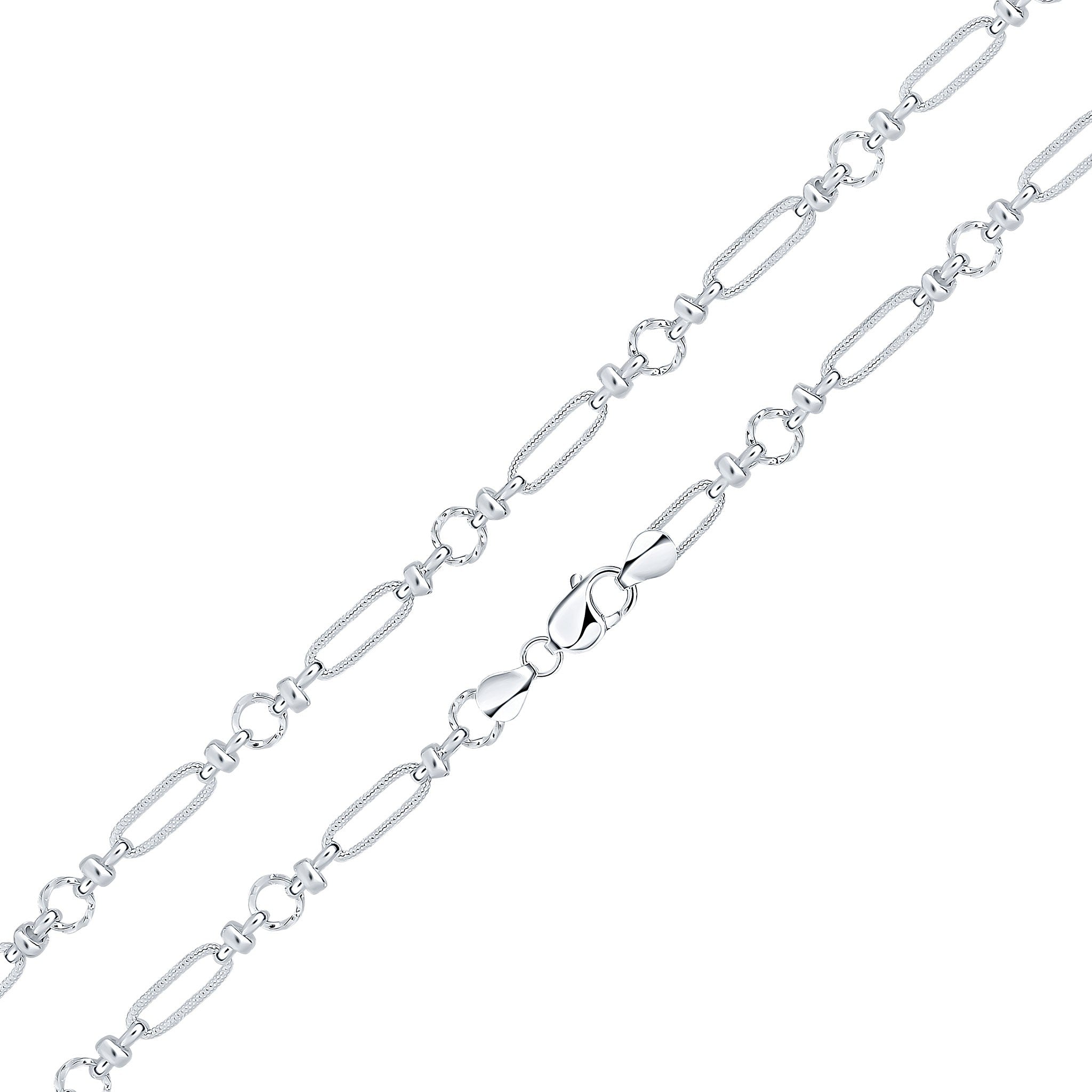 Silver 8mm Textured Long Oval 18"