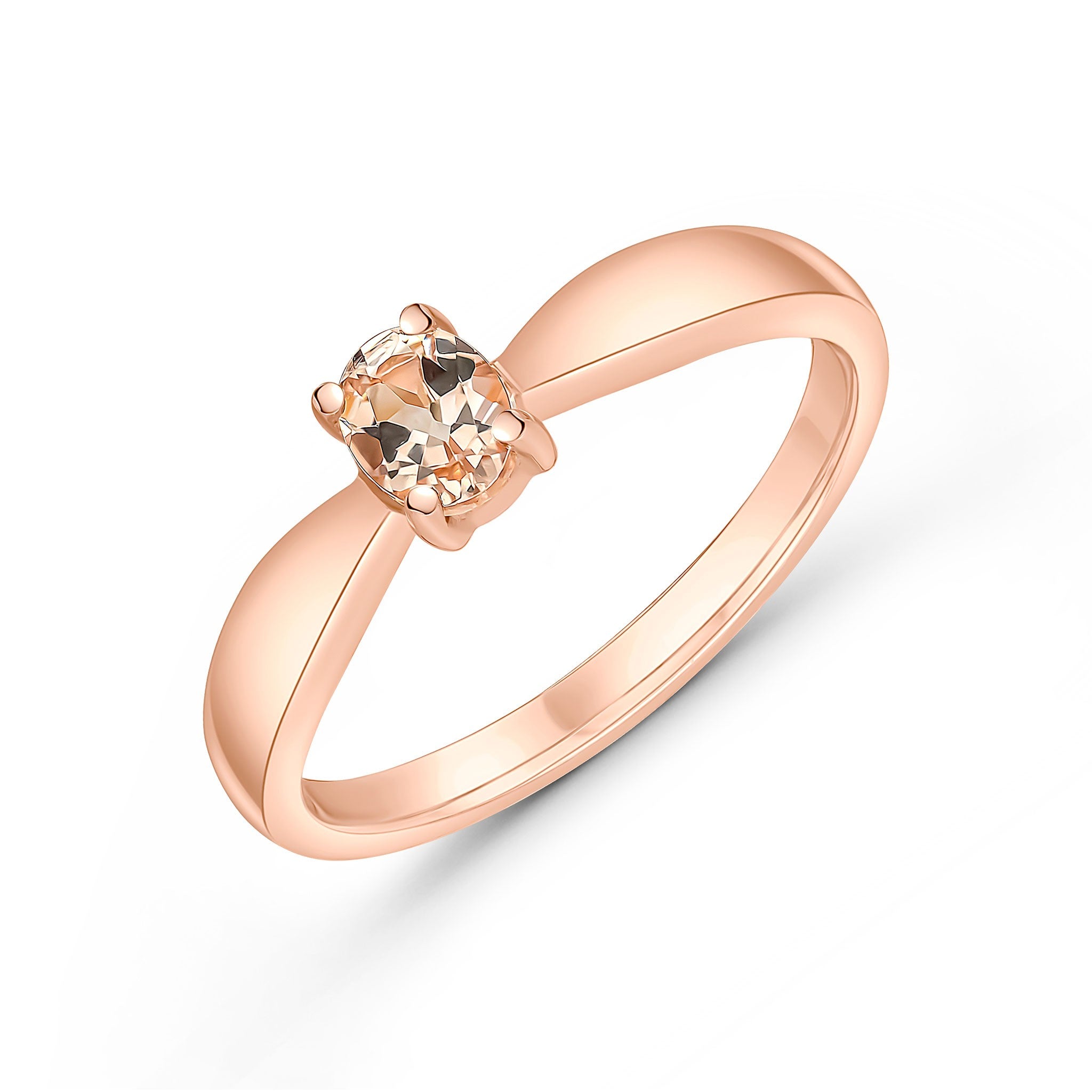 9CT RG 5X4 OVAL MORGANITE SINGLE STONE CLAW SET RING
