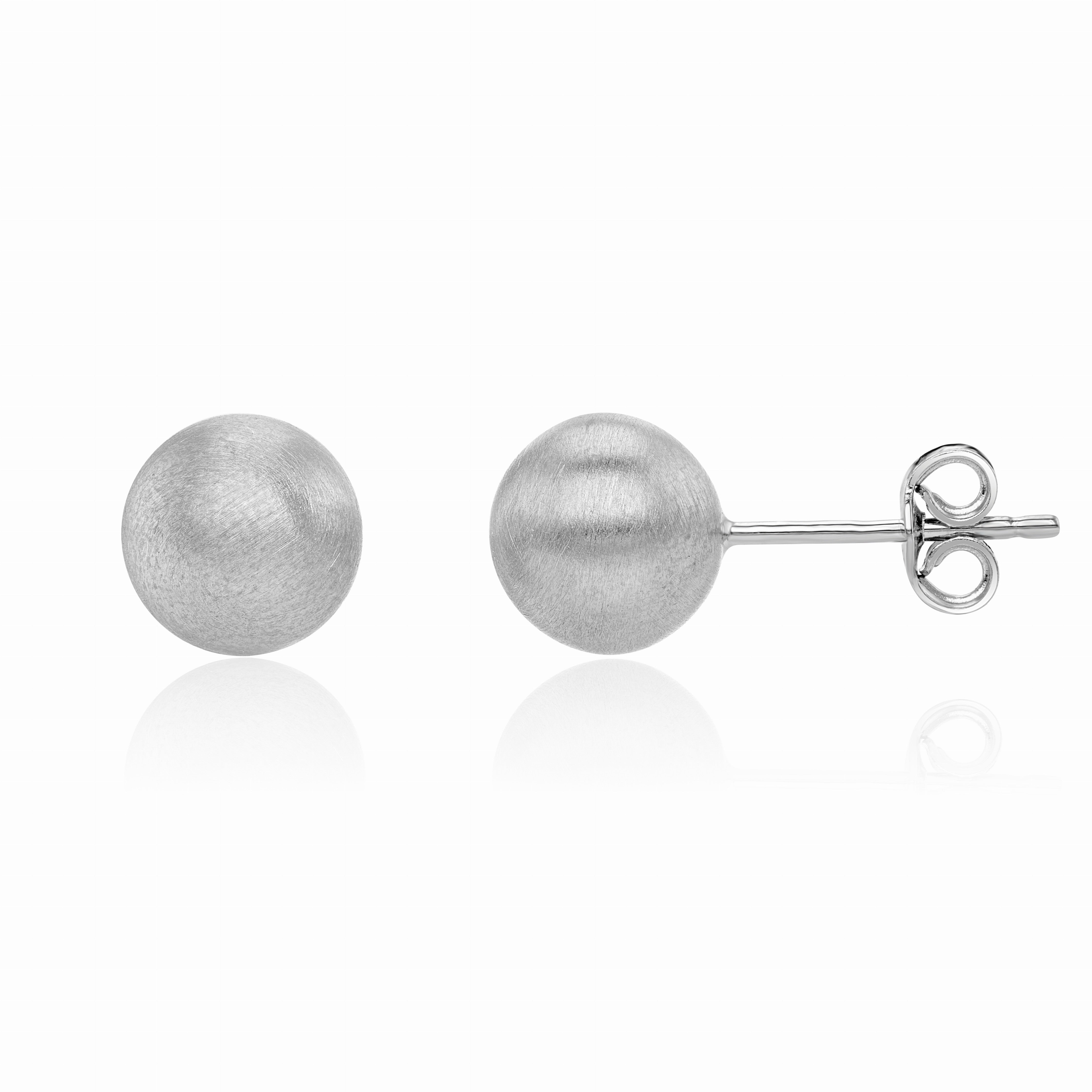 9CT WG SATIN 8MM BALL STUD EARRINGS