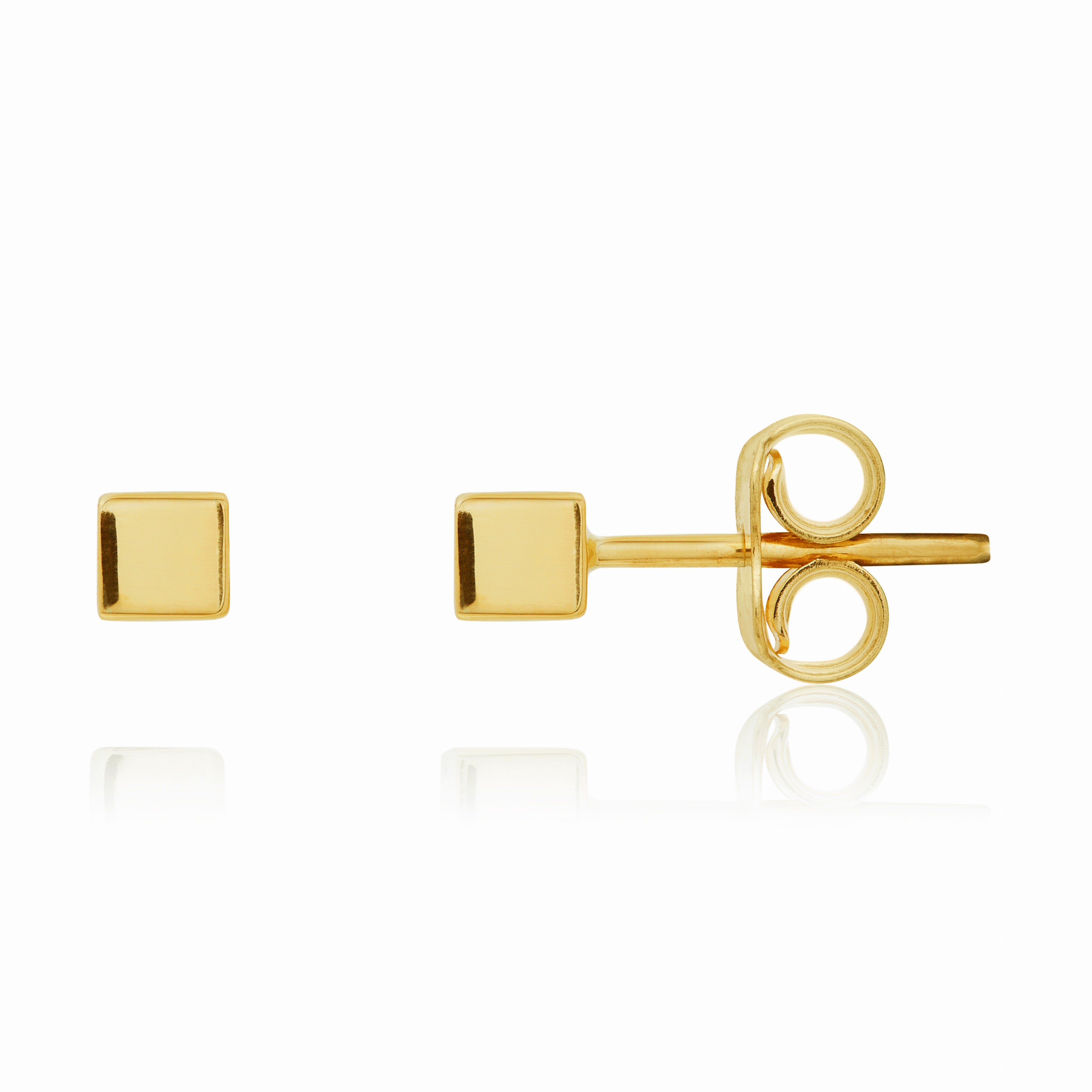 9CT YELLOW GOLD 3MM POLISHED CUBE STUD EARRINGS