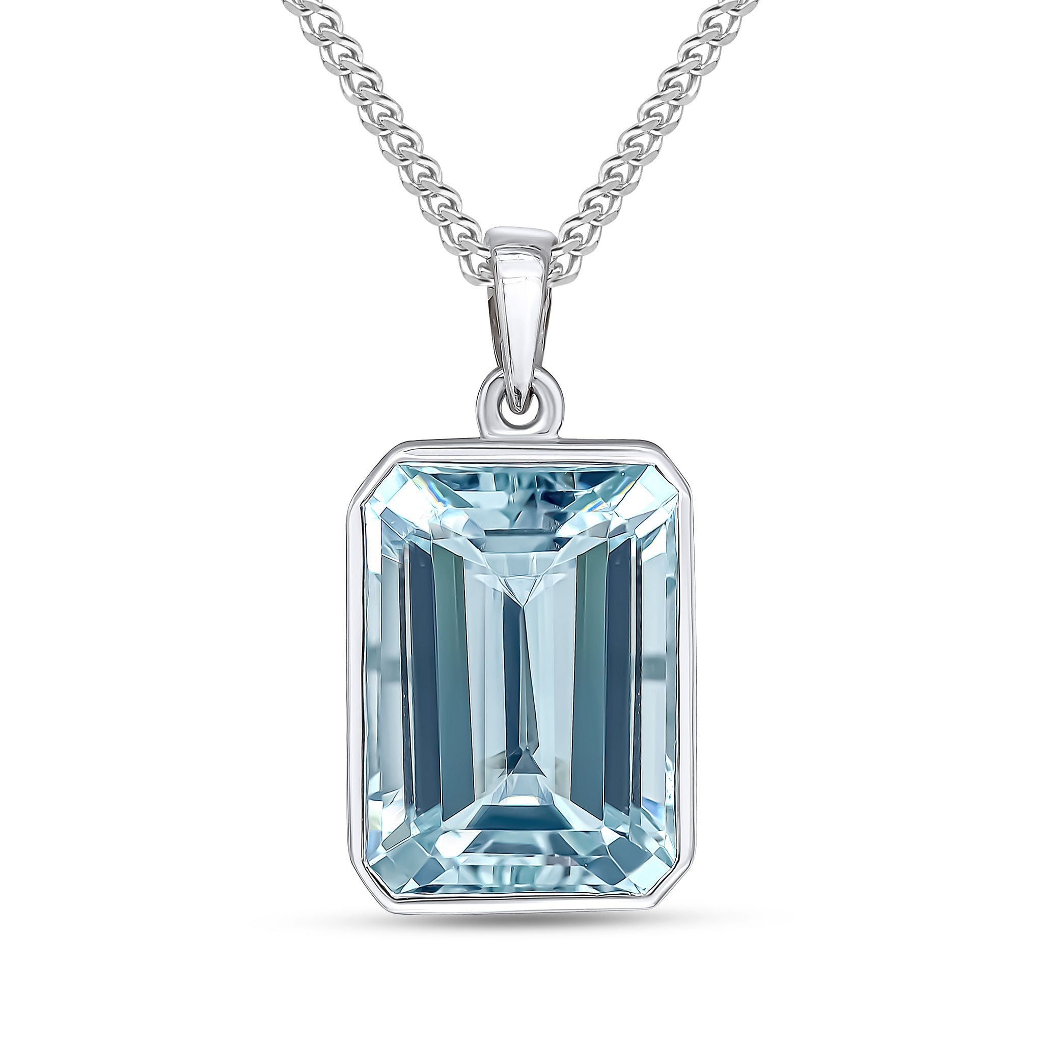 9CT WG 14X10 OCTAGON AQUA RUBOVER PENDANT *currently unavailable to order due to stone sourcing *
