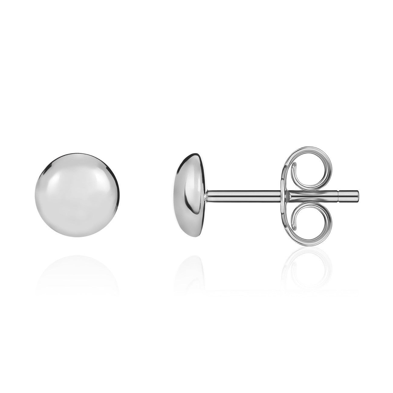 18CT WHITE GOLD 7MM POLISHED BUTTON STUDS