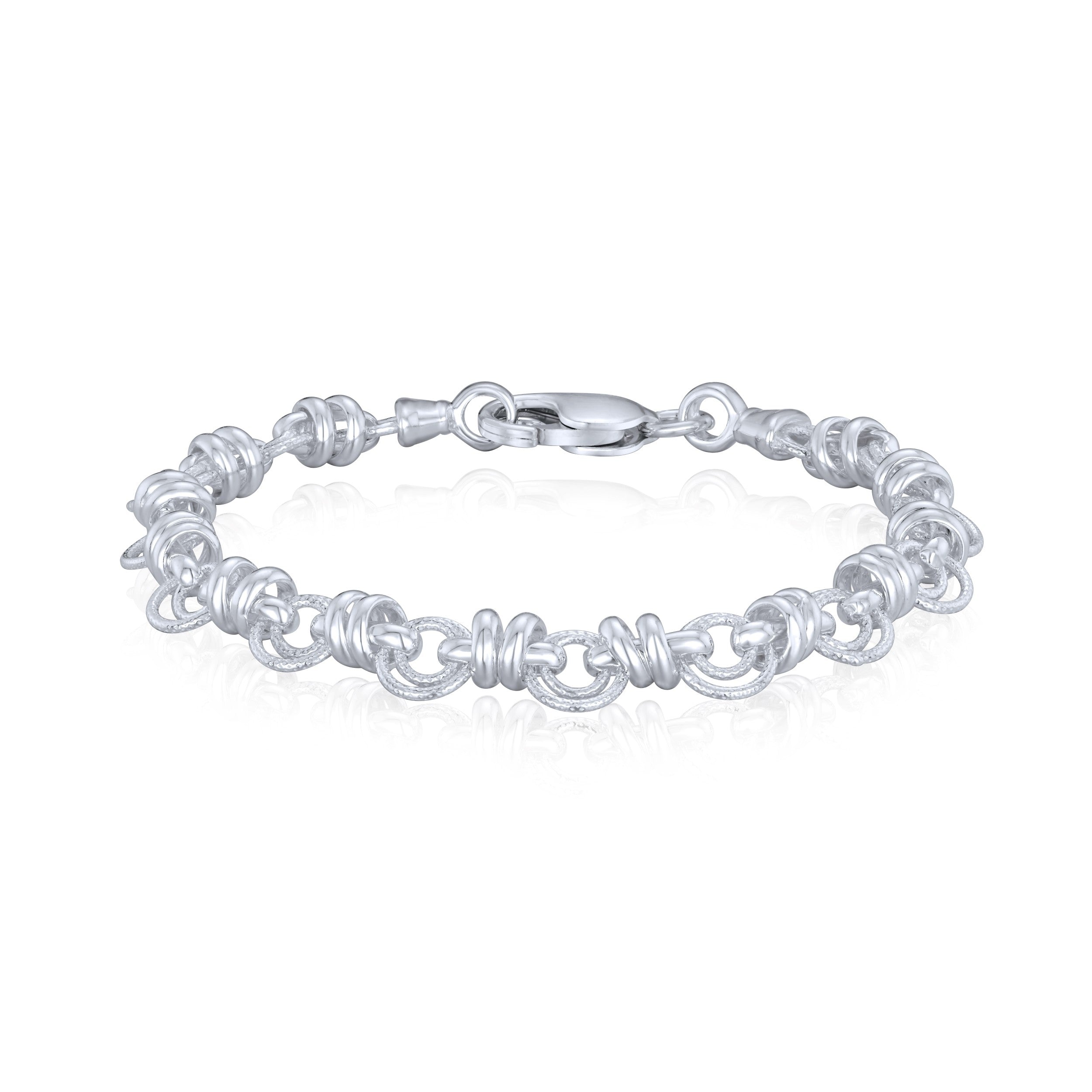 Silver 8mm Round Linked Circles 7.5"