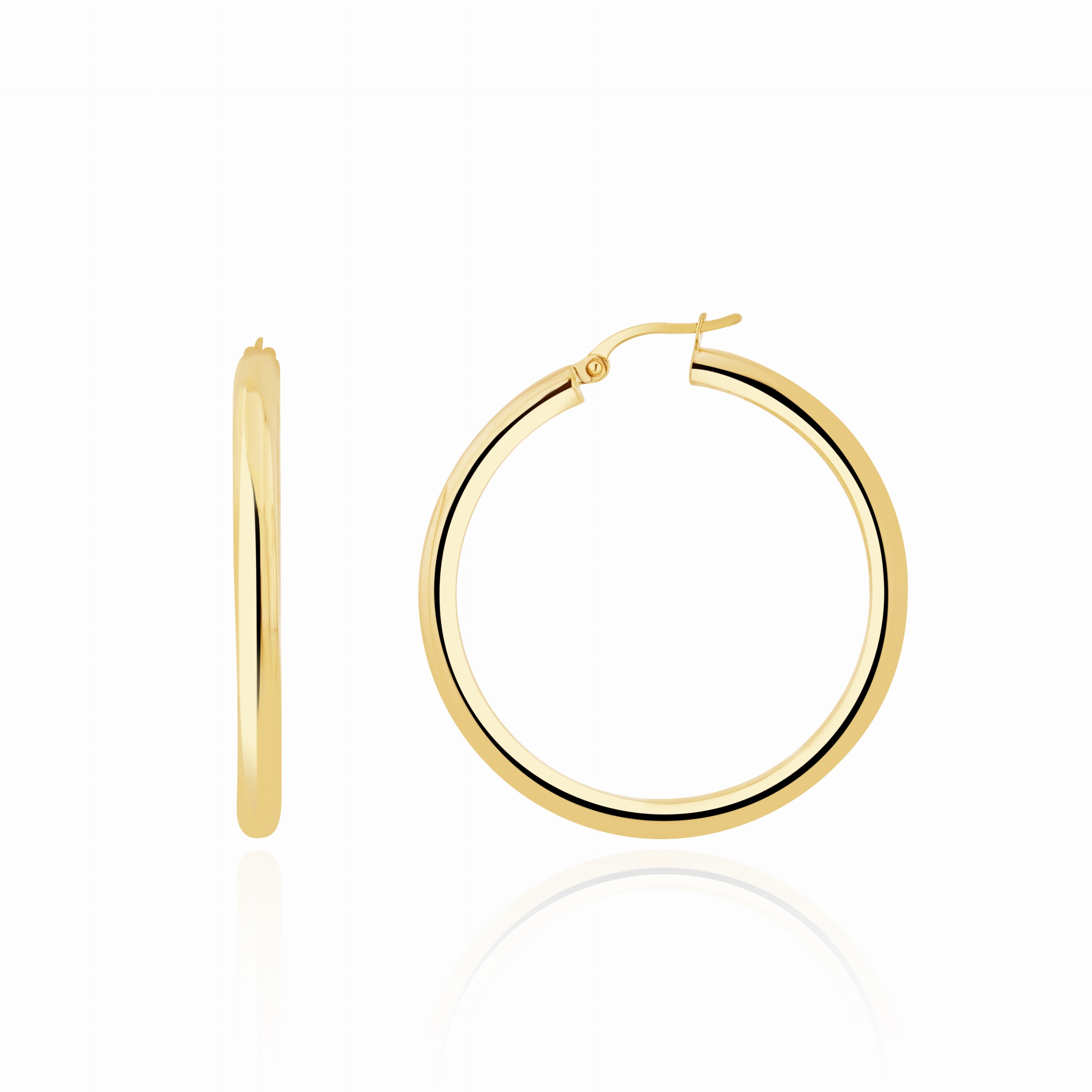 9CT YG 3MM TUBE POLISHED HOOP EARRINGS 36MM DIAMETER