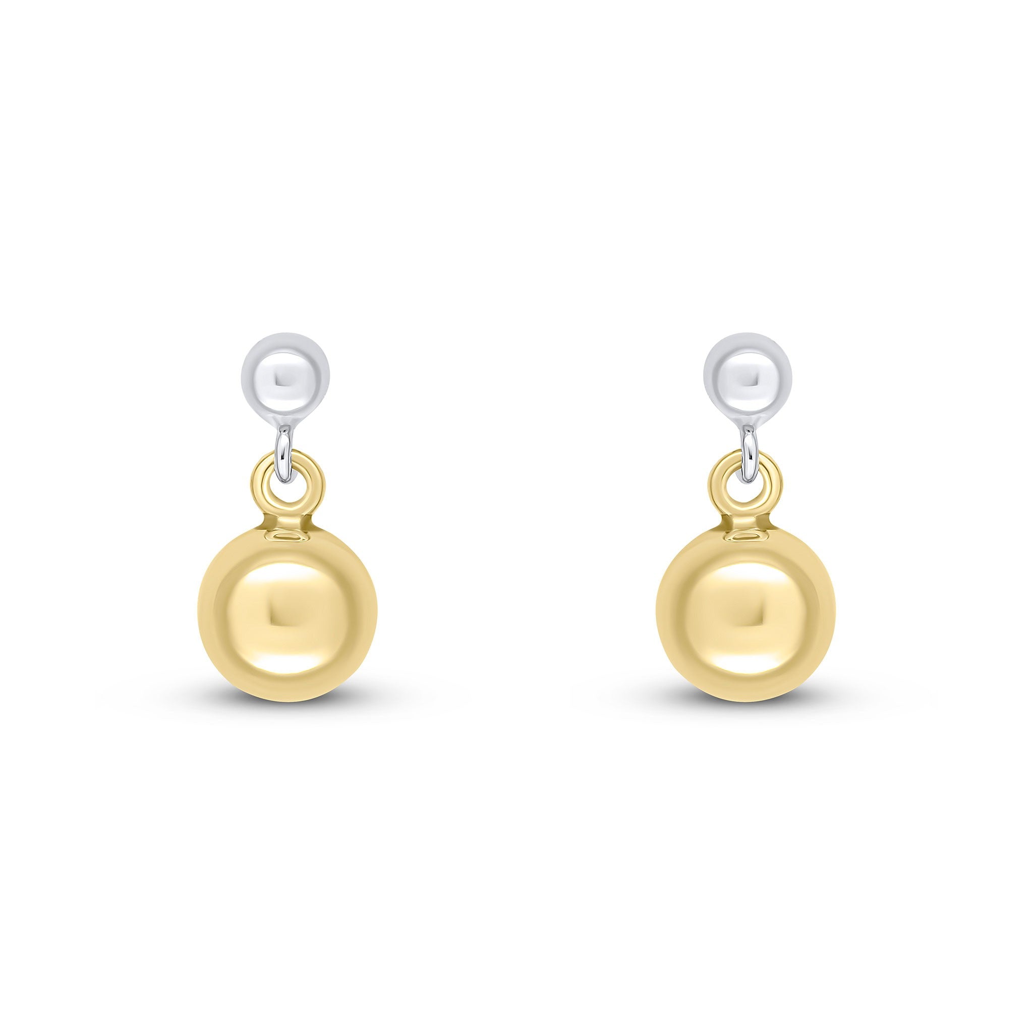 9CT WHITE GOLD 3MM & YELLOW GOLD 6MM POLISHED BALL DROP EARRINGS