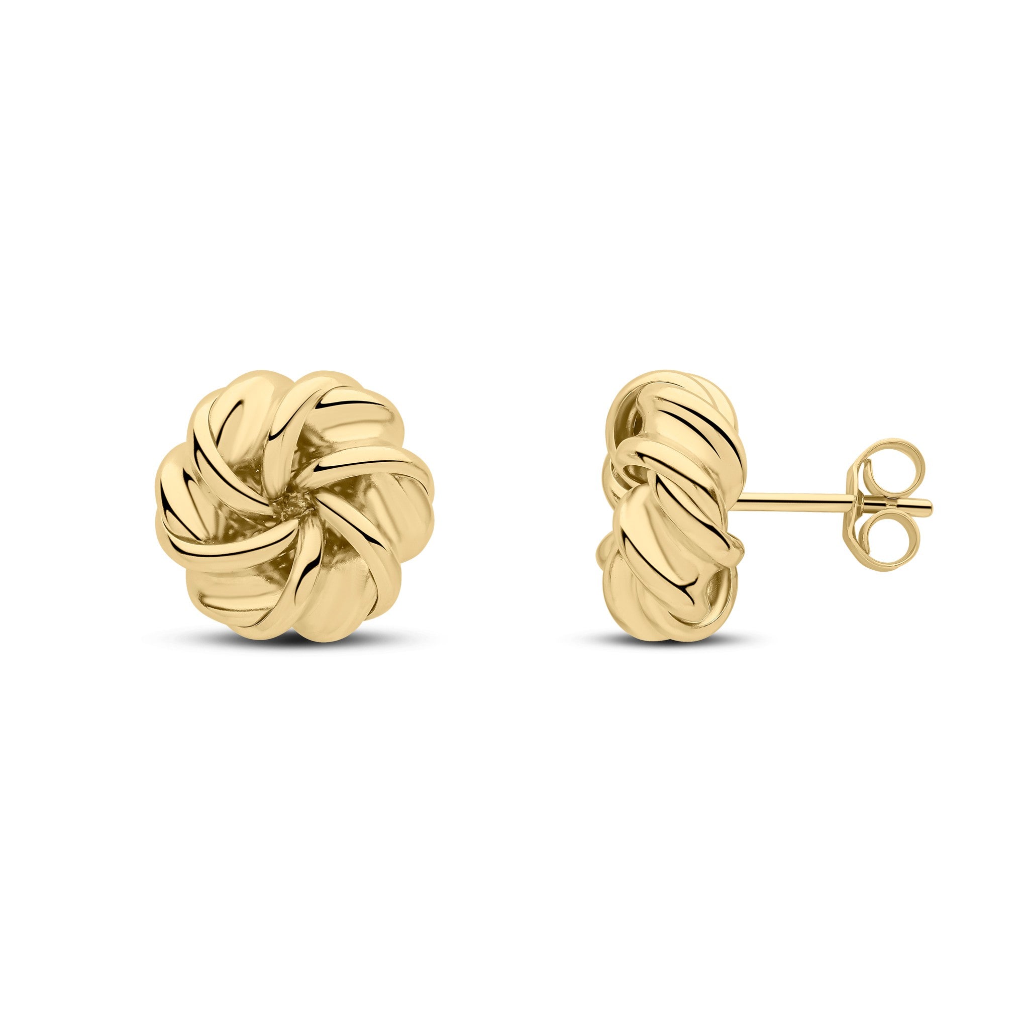 9CT YG 11MM SWIRL KNOT EARRINGS