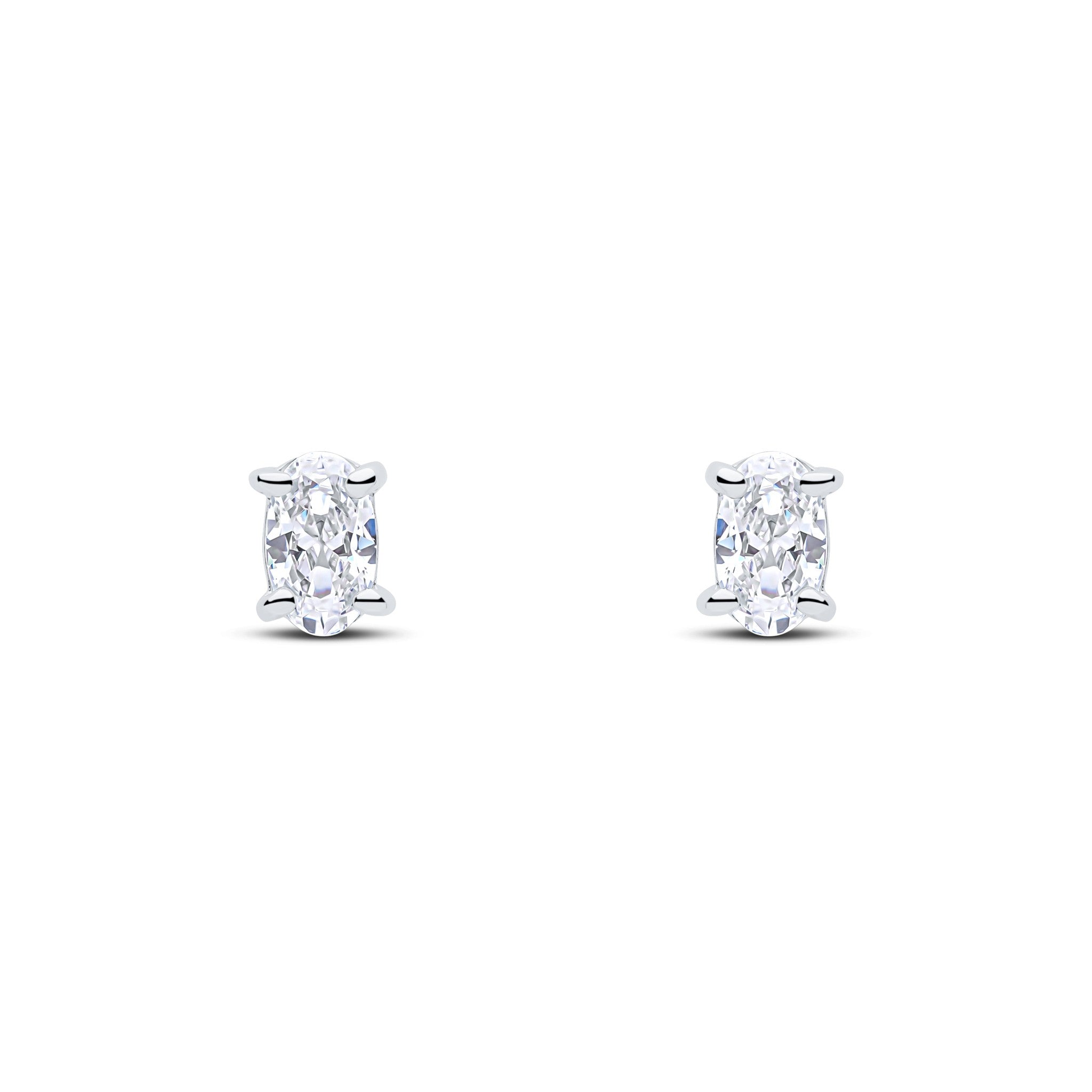 9CT WG 5X3 OVAL CZ CLAW SET EARRINGS