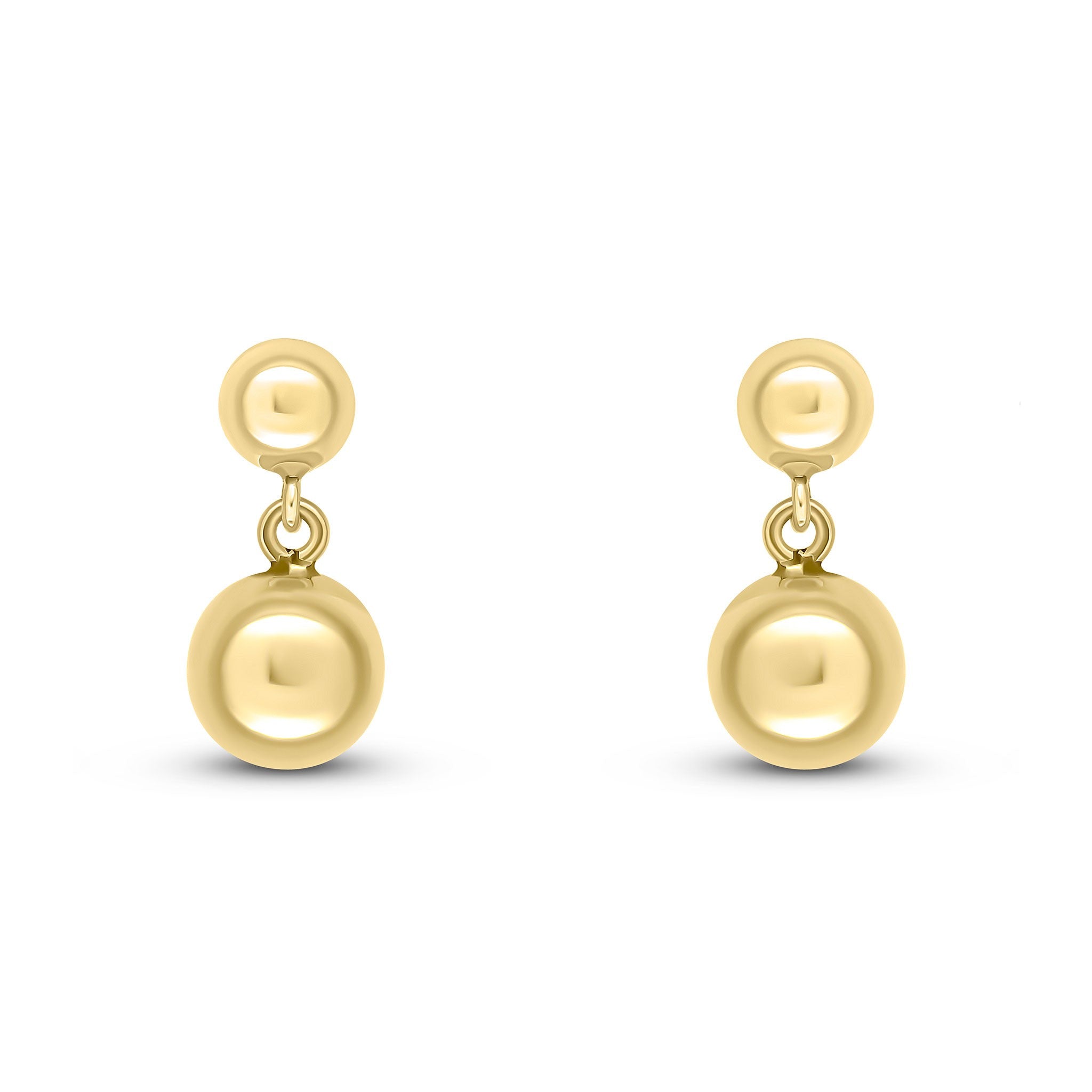 9CT YELLOW GOLD 5MM & 7MM POLISHED BALL DROP EARRINGS