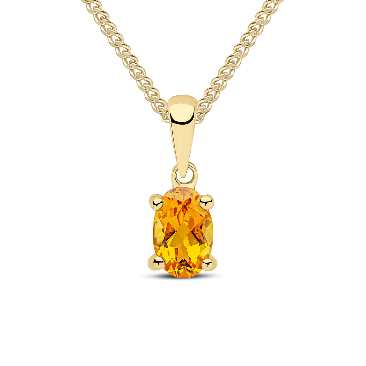 9CT YG 6X4 OVAL CITRINE CLAW SET PENDANT