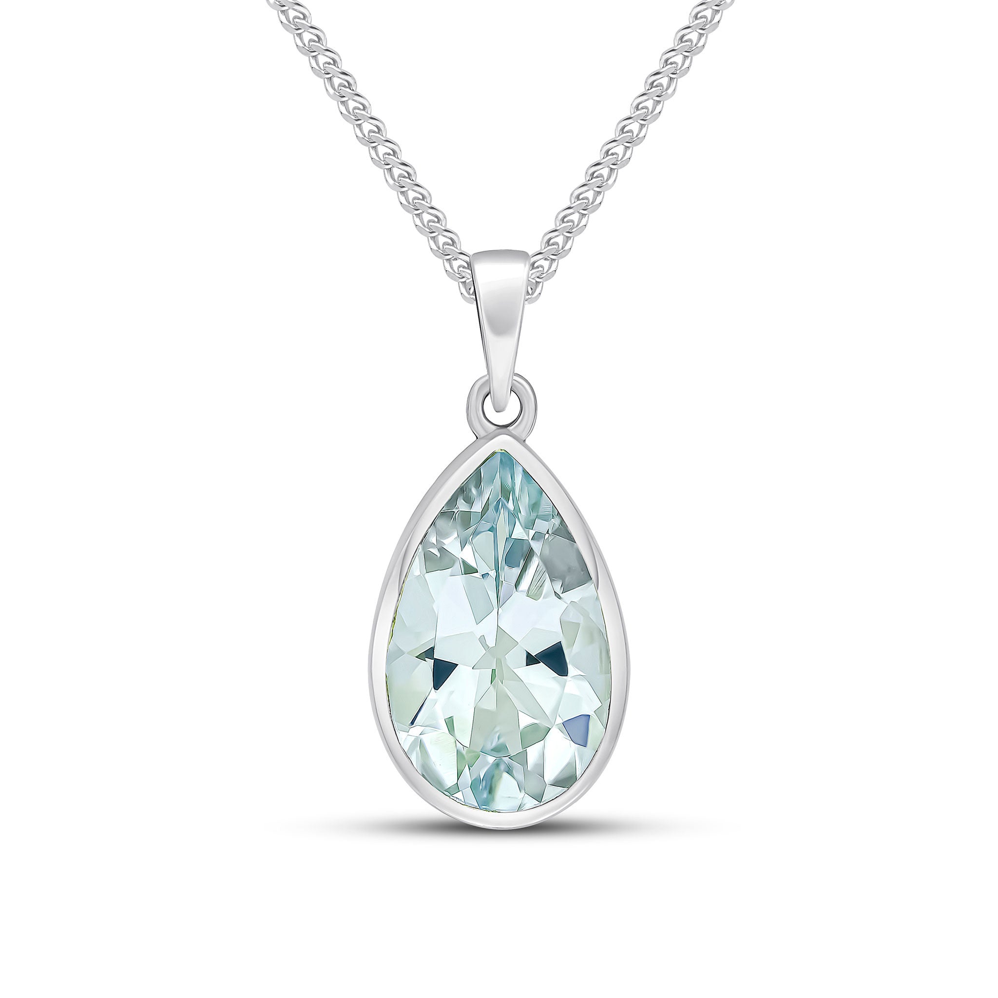 9CT WG 14X9 PEARSHAPE AQUA RUBOVER PENDANT