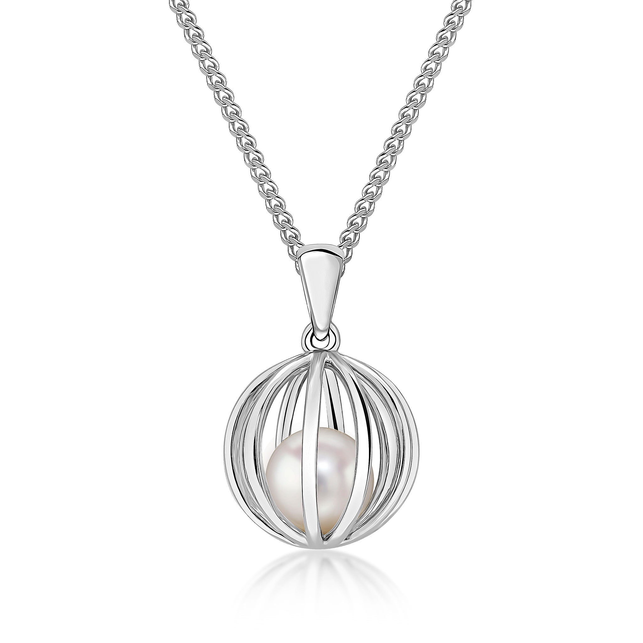 9CT WG CULTURED FRESHWATER PEARL CAGE PENDANT