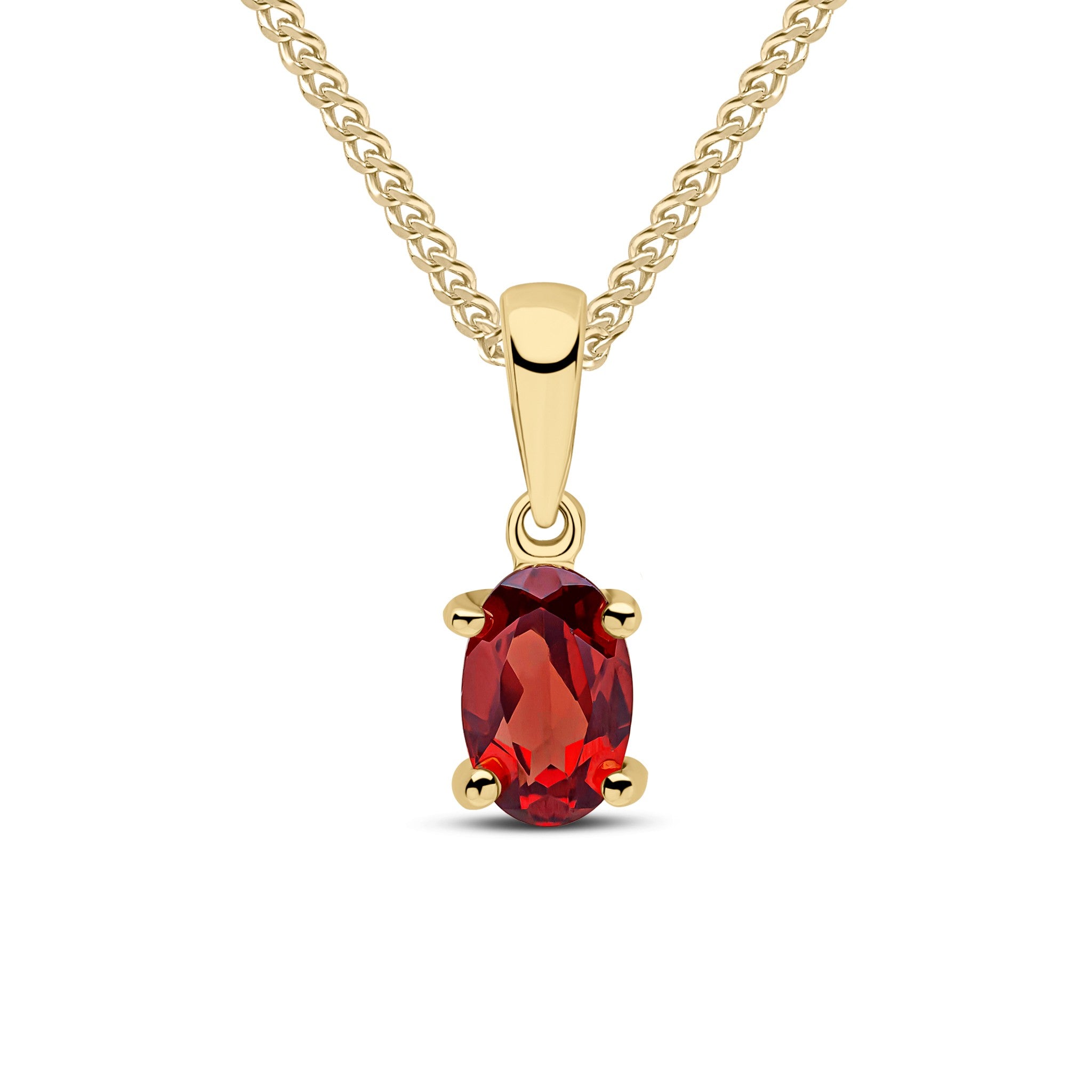 9CT YG 6X4 OVAL GARNET CLAW PENDANT