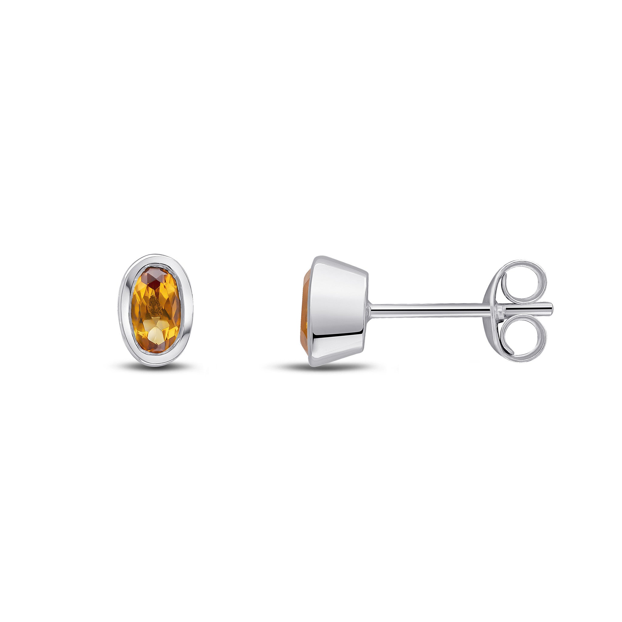 9CT WG 5X3MM OVAL CITRINE RUBOVER EARRINGS