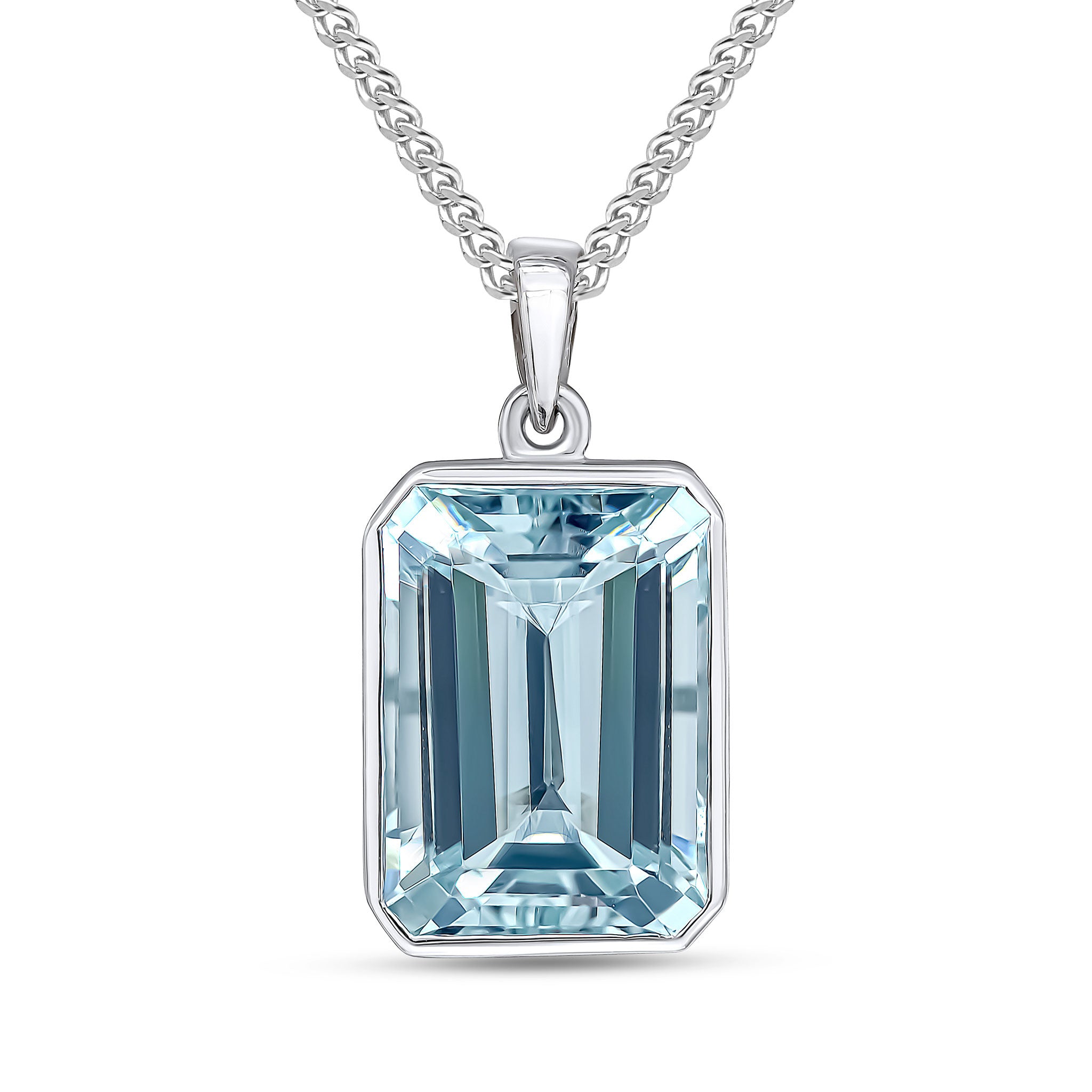 9CT WG 14X10 OCTAGON AQUA RUBOVER PENDANT *currently unavailable to order due to stone sourcing *