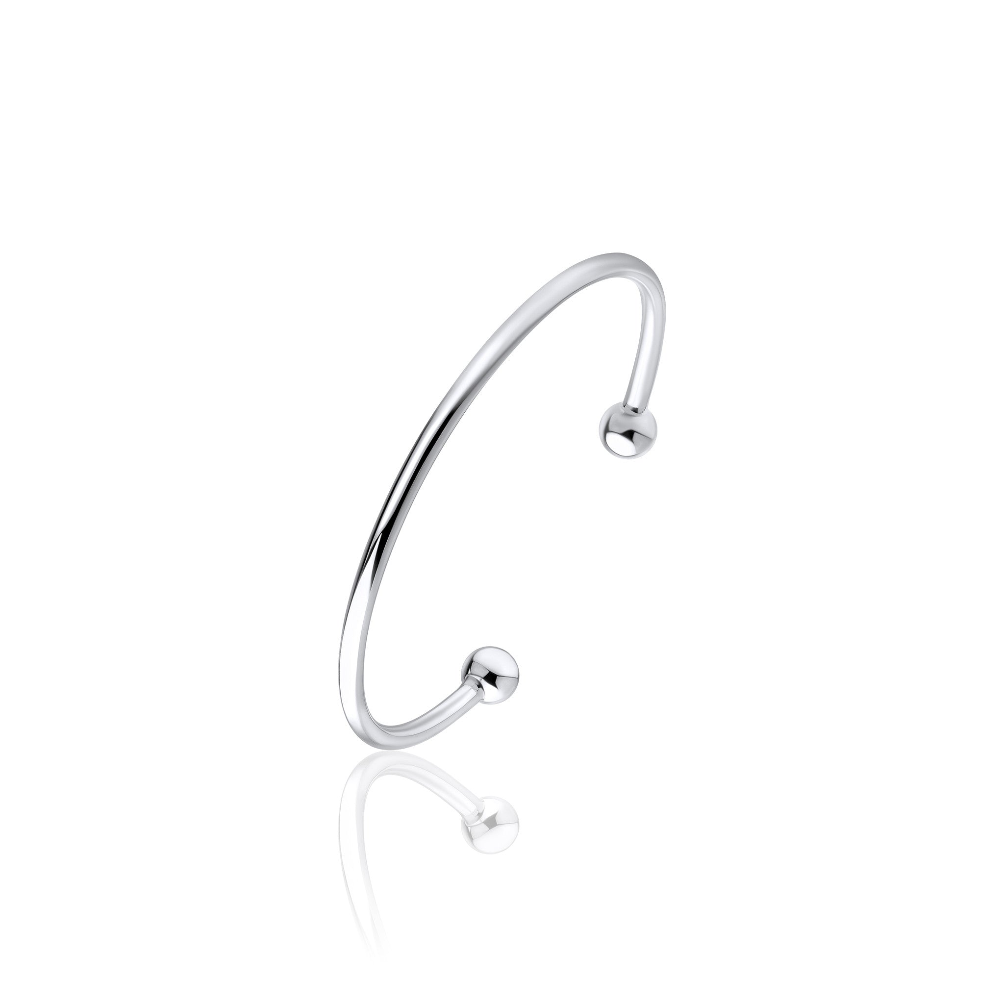 Silver 2.5mm Round Torque Maiden Bangle 40x50 (6mm end beads)