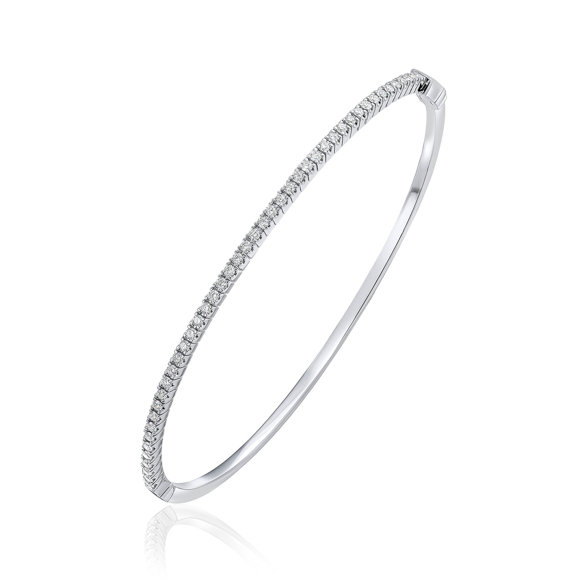 18CT WG BRILLIANT CUT DIAMOND CLAW SET HINGED BANGLE