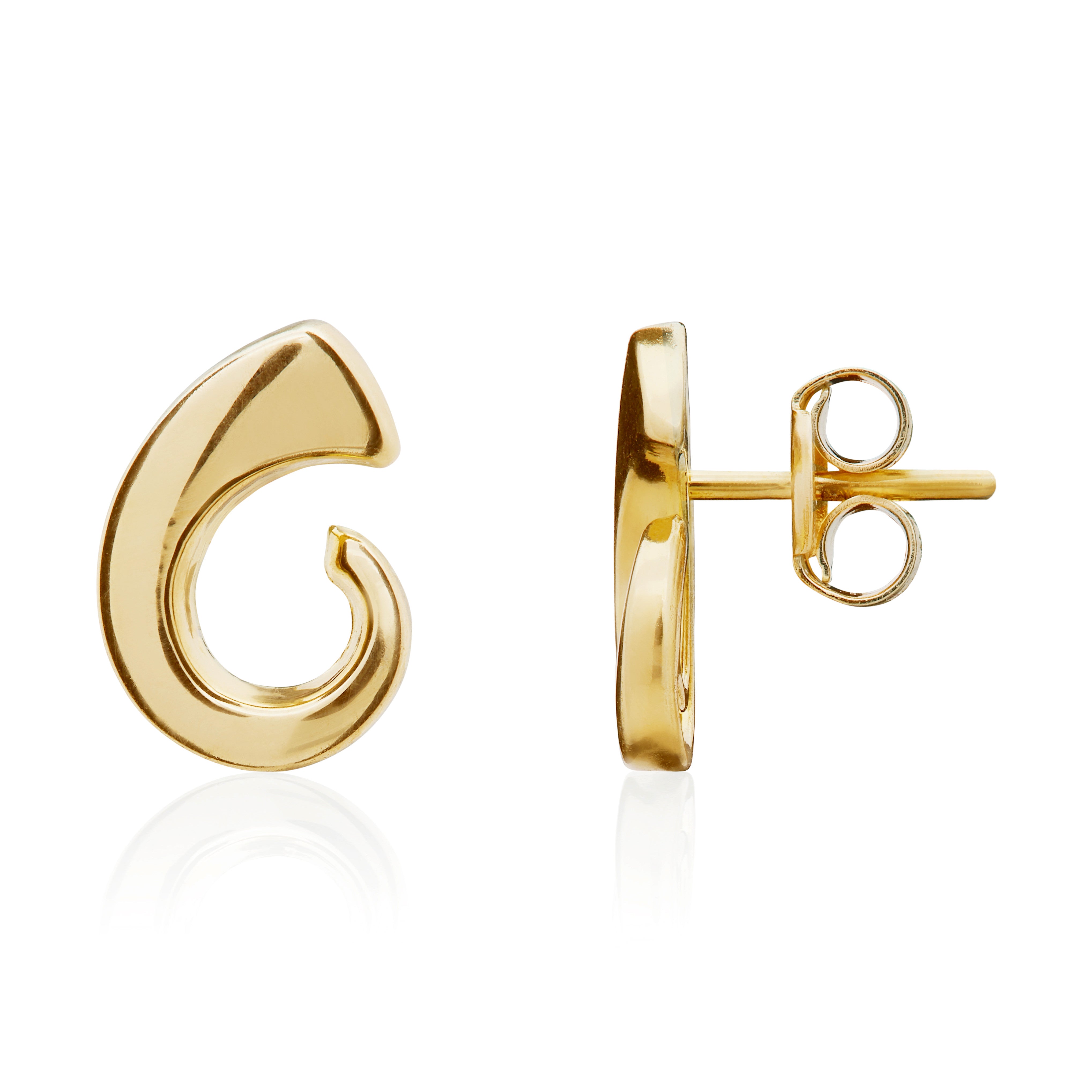 9CT YELLOW GOLD POLISHED FINISH FLAT 'TUSK' STUD EARRINGS