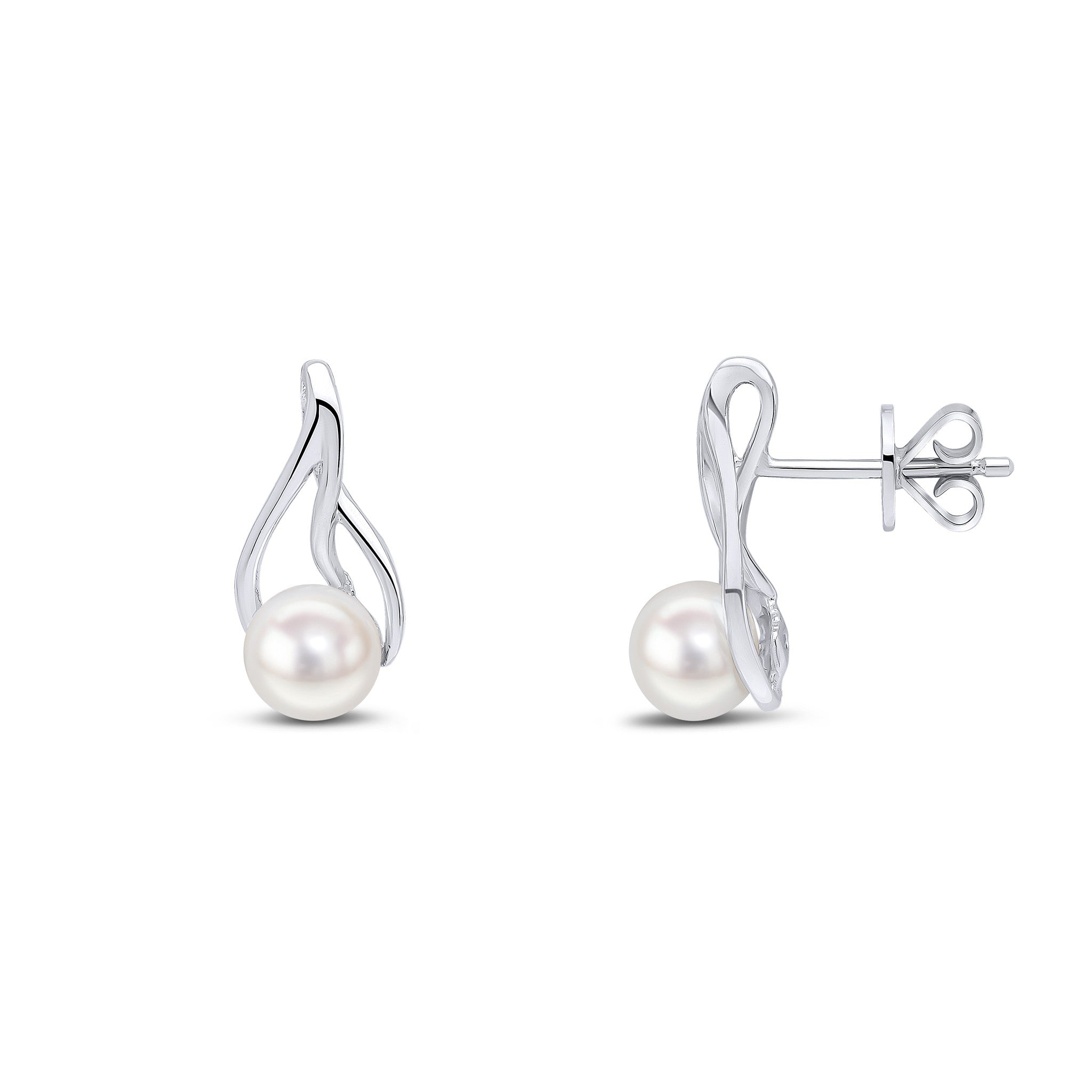 9CT WG CULTURED FRESHWATER 5MM PEARL TEARDROP STUD EARRINGS