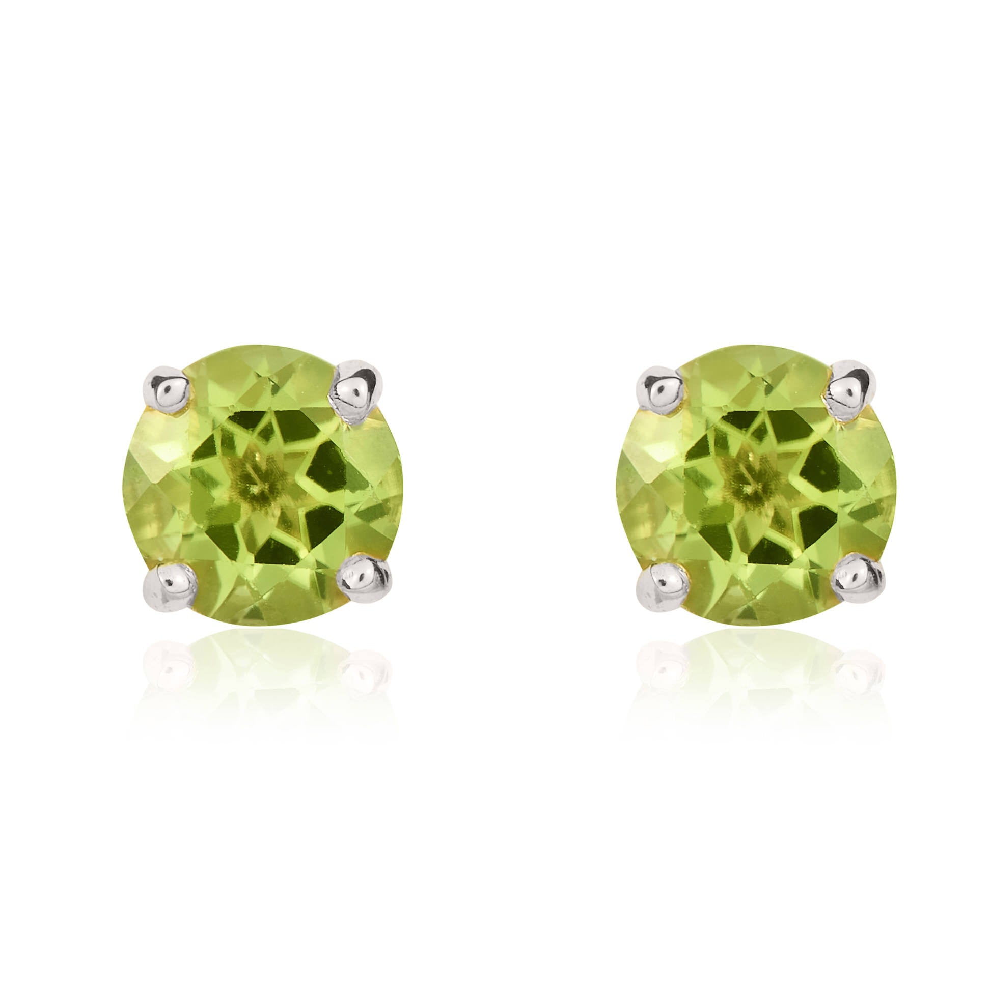 9CT WG 5MM ROUND PERIDOT CLAW SET STUD EARRINGS