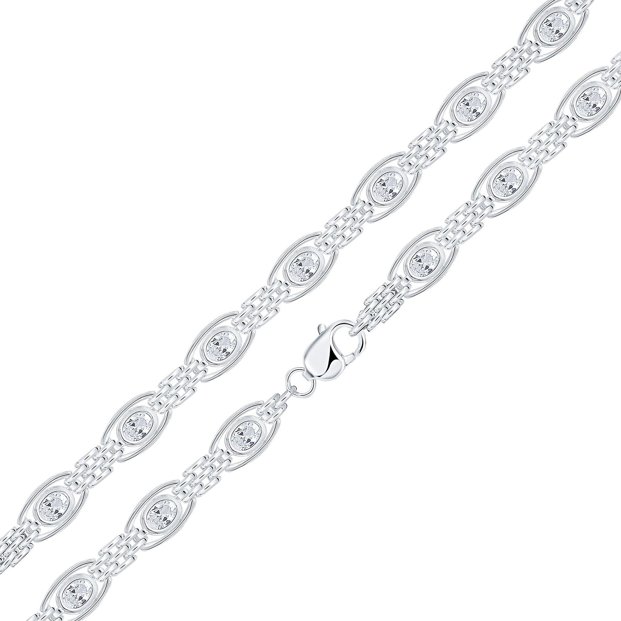 Silver 9.5mm White CZ Gate 7.5"