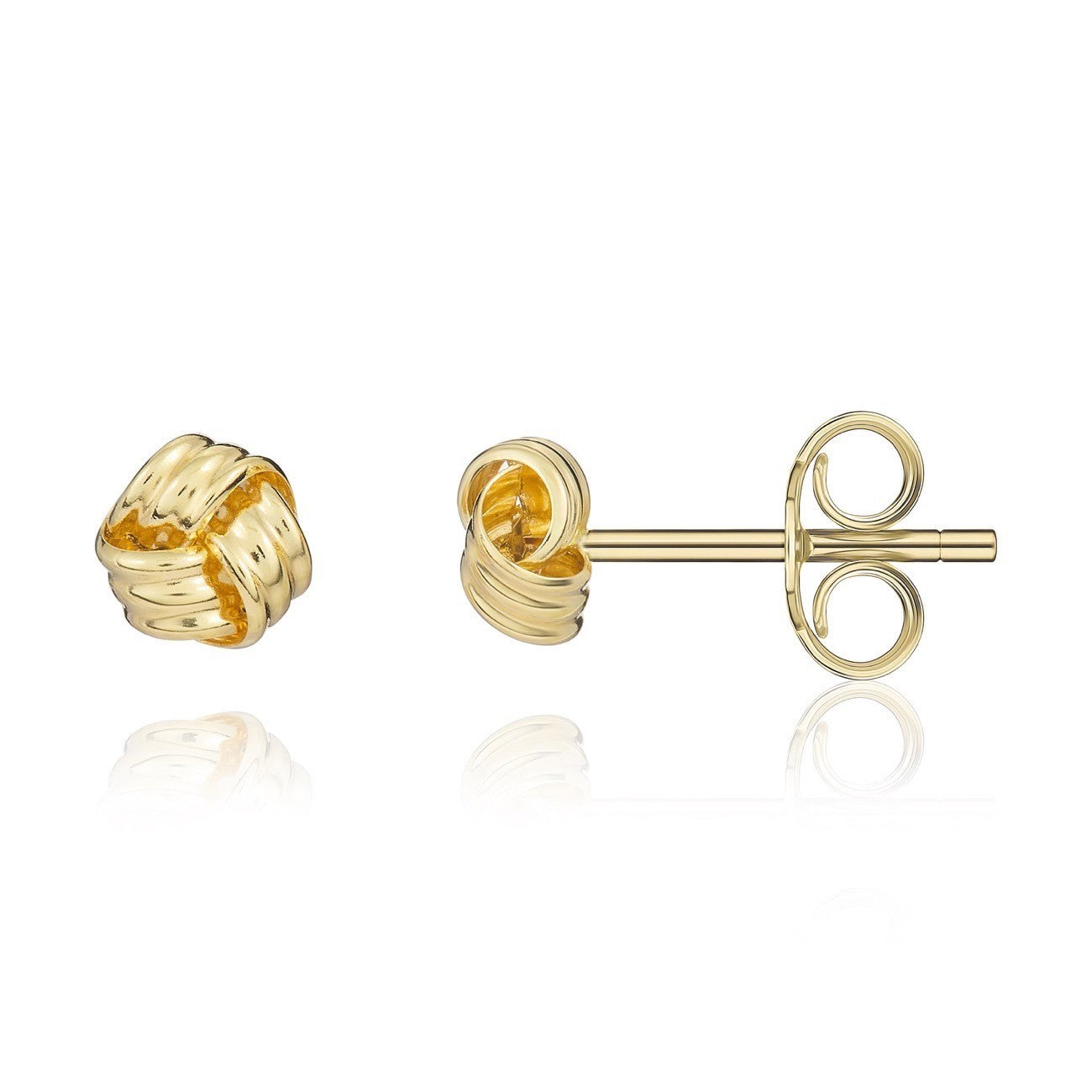 18CT YELLOW GOLD 5MM RIBBED KNOT STUD EARRINGS