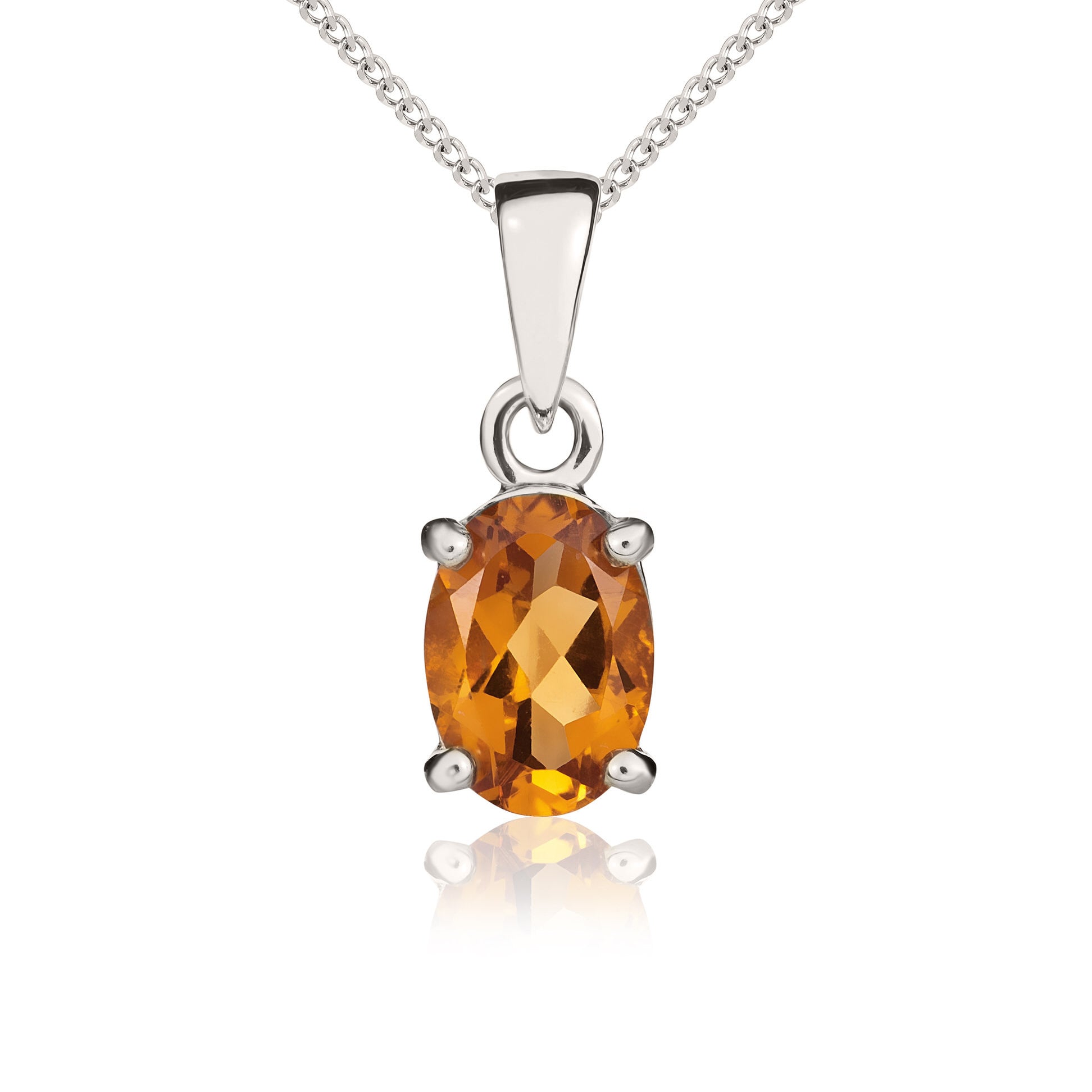 9CT WG 7X5 OVAL CITRINE CLAW SET PENDANT