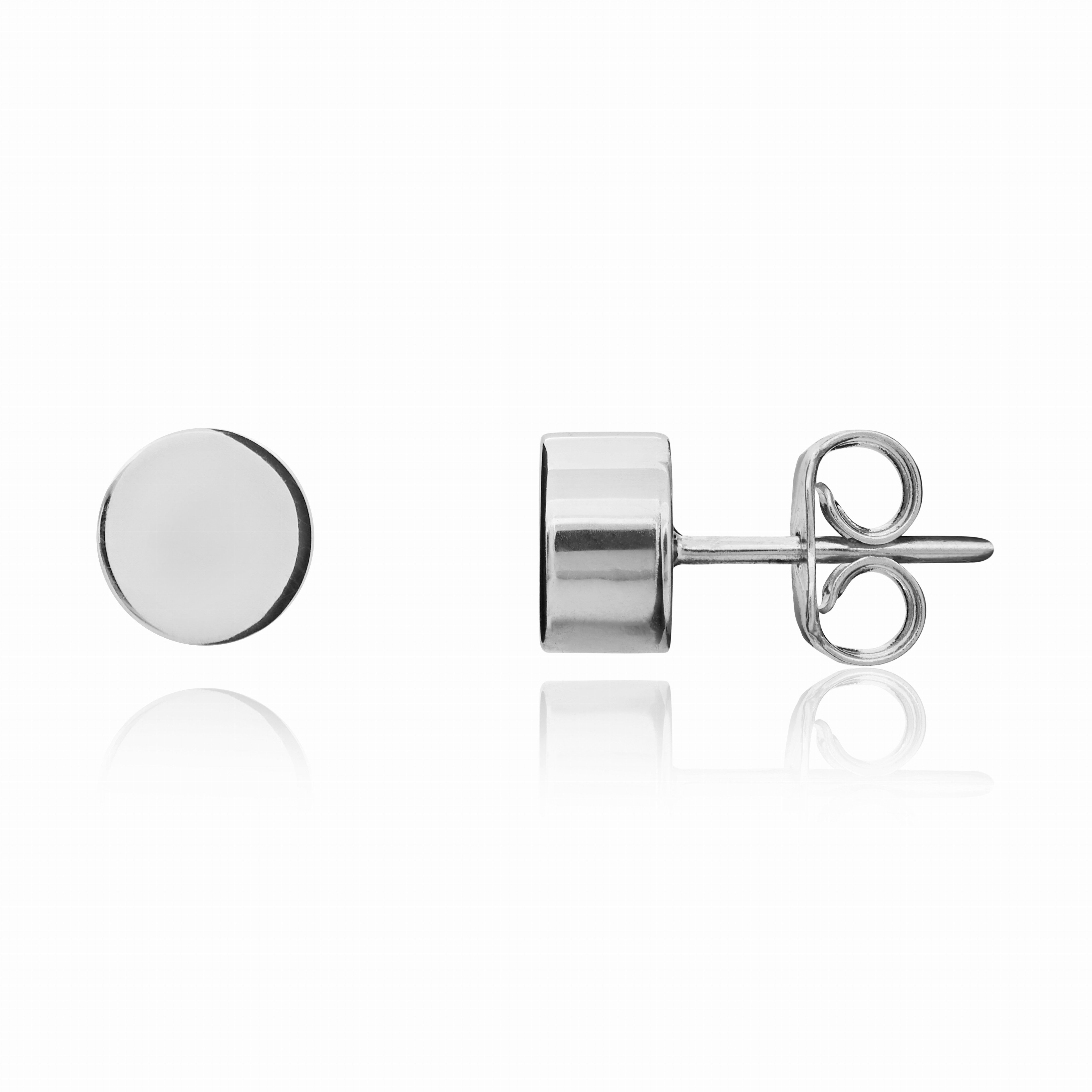 9CT WG POLISHED 6MM CYLINDER SHAPE STUD EARRINGS