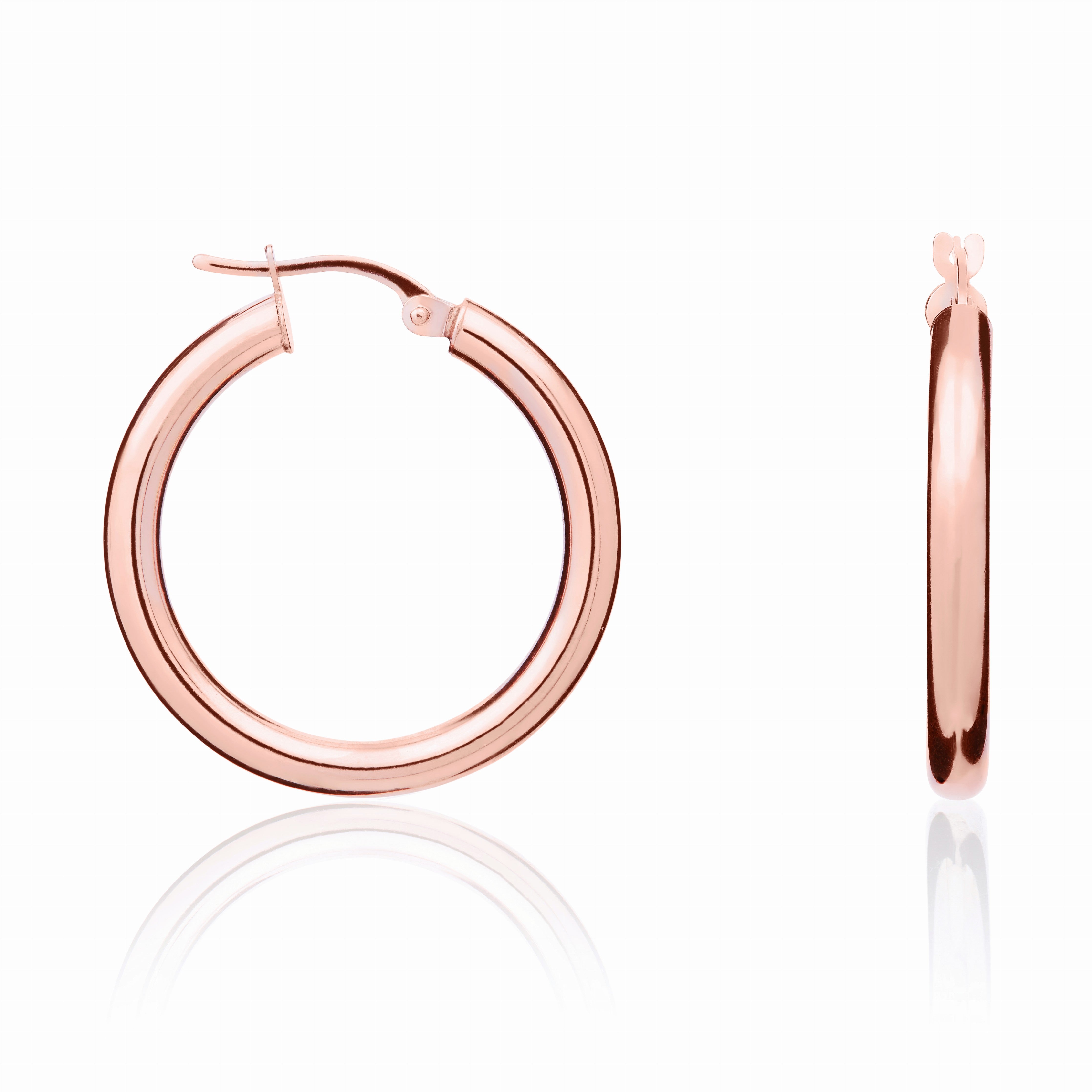 9CT RG 3MM TUBE POLISHED HOOP EARRINGS - 26MM DIAMETER