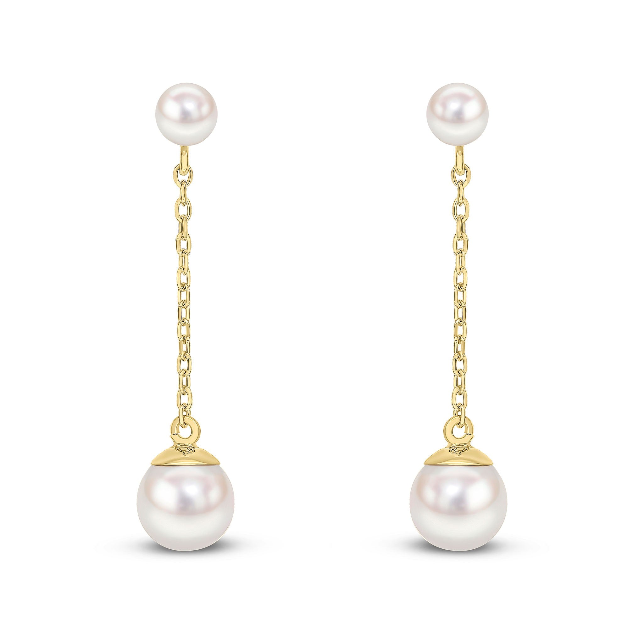 9CT YELLOW GOLD CHAIN WITH 4MM AND 6MM CULTURED FRESHWATER PEARLS DROP EARRINGS
