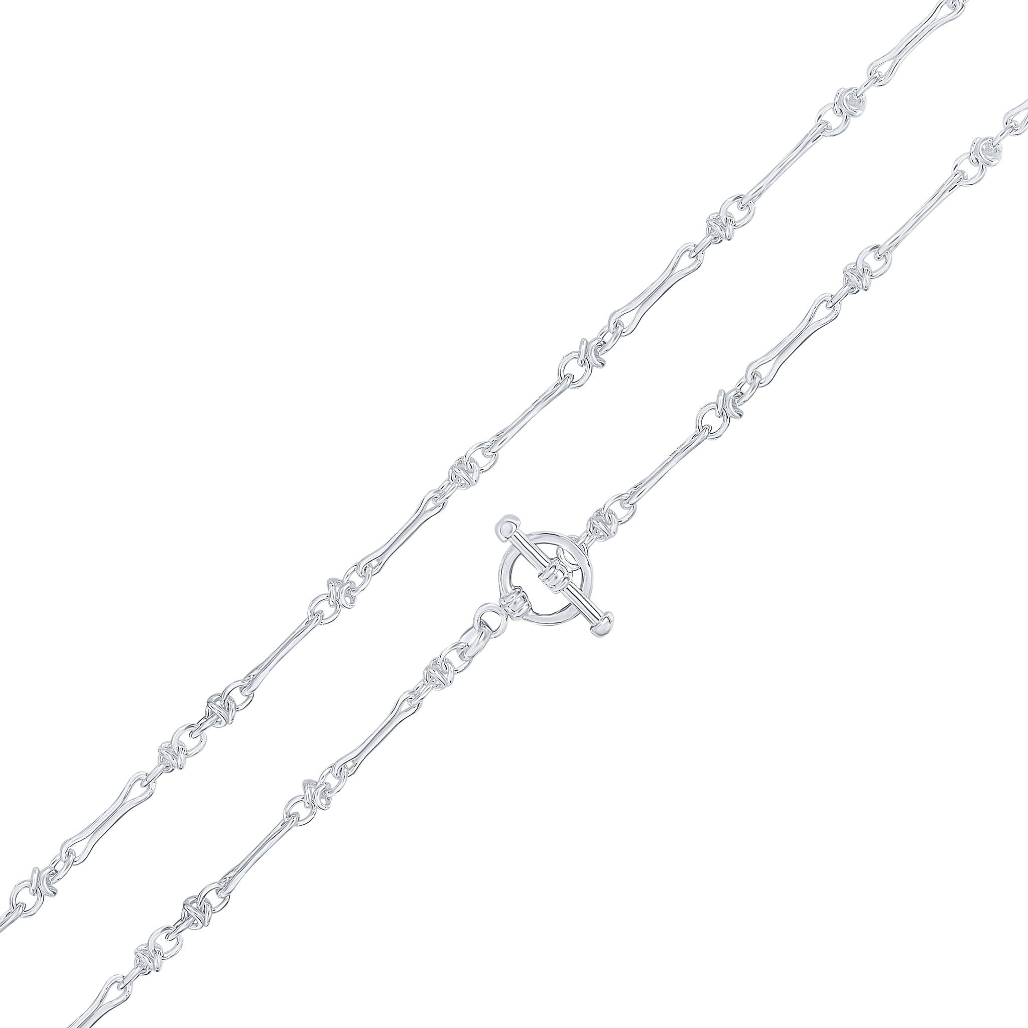 Silver 4.5mm Pinch Bar Knot 18" T-Bar