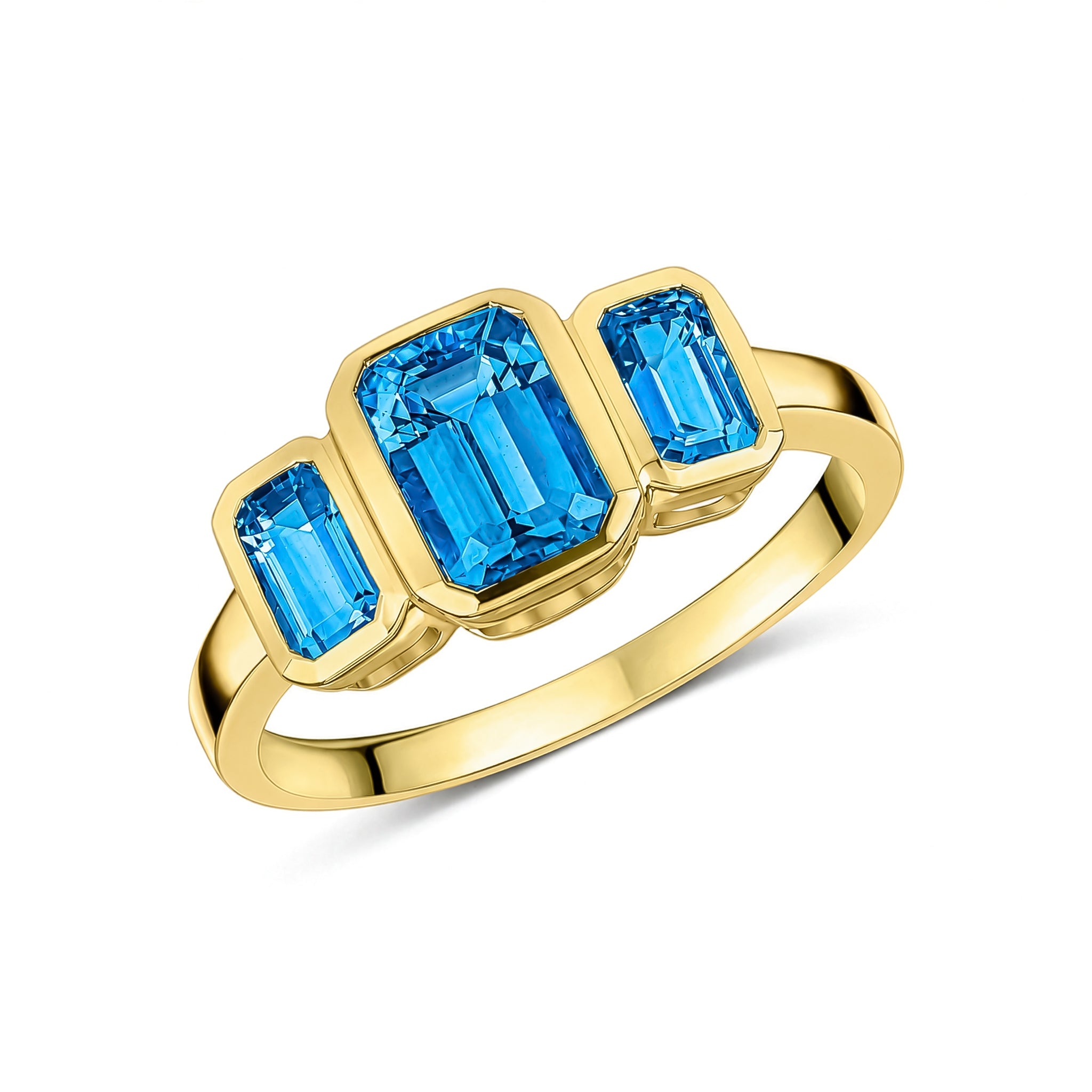 9CT YG OCTAGON SWISS BLUE TOPAZ RUBOVER SET 3ST RING