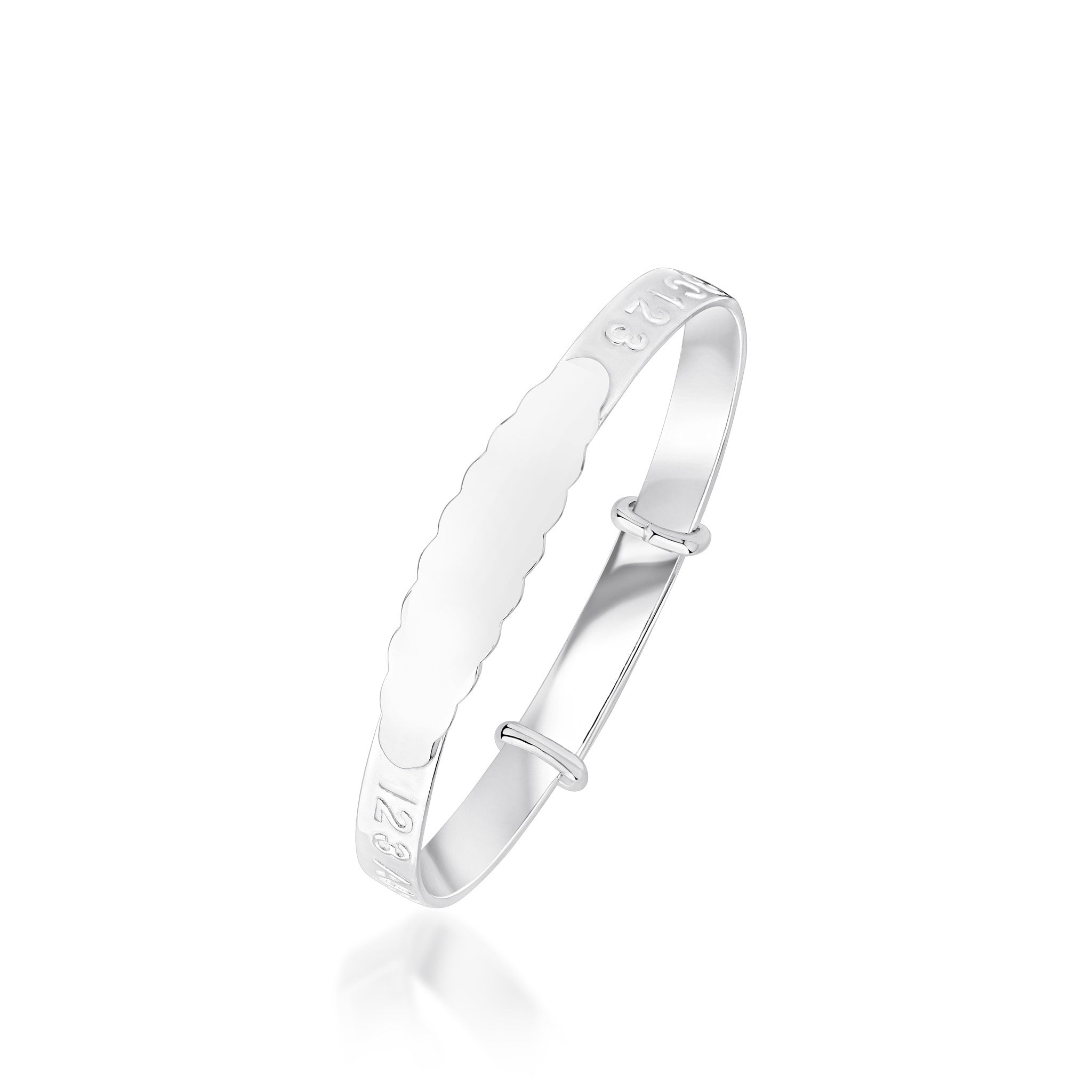 Silver ABC123 White CZ Baby Bangle