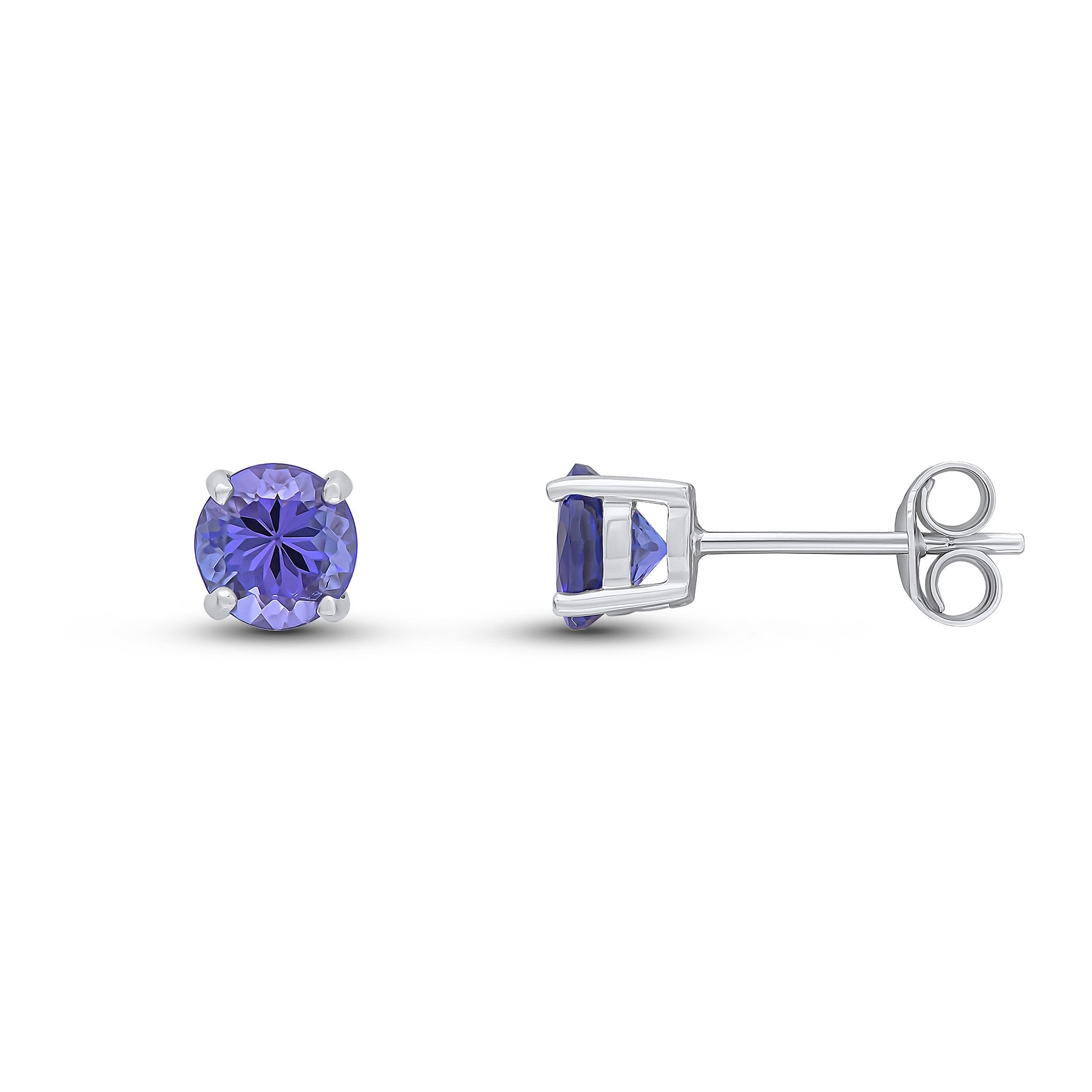 9CT WG 5MM ROUND TANZANITE 4 CLAW STUD EARRINGS