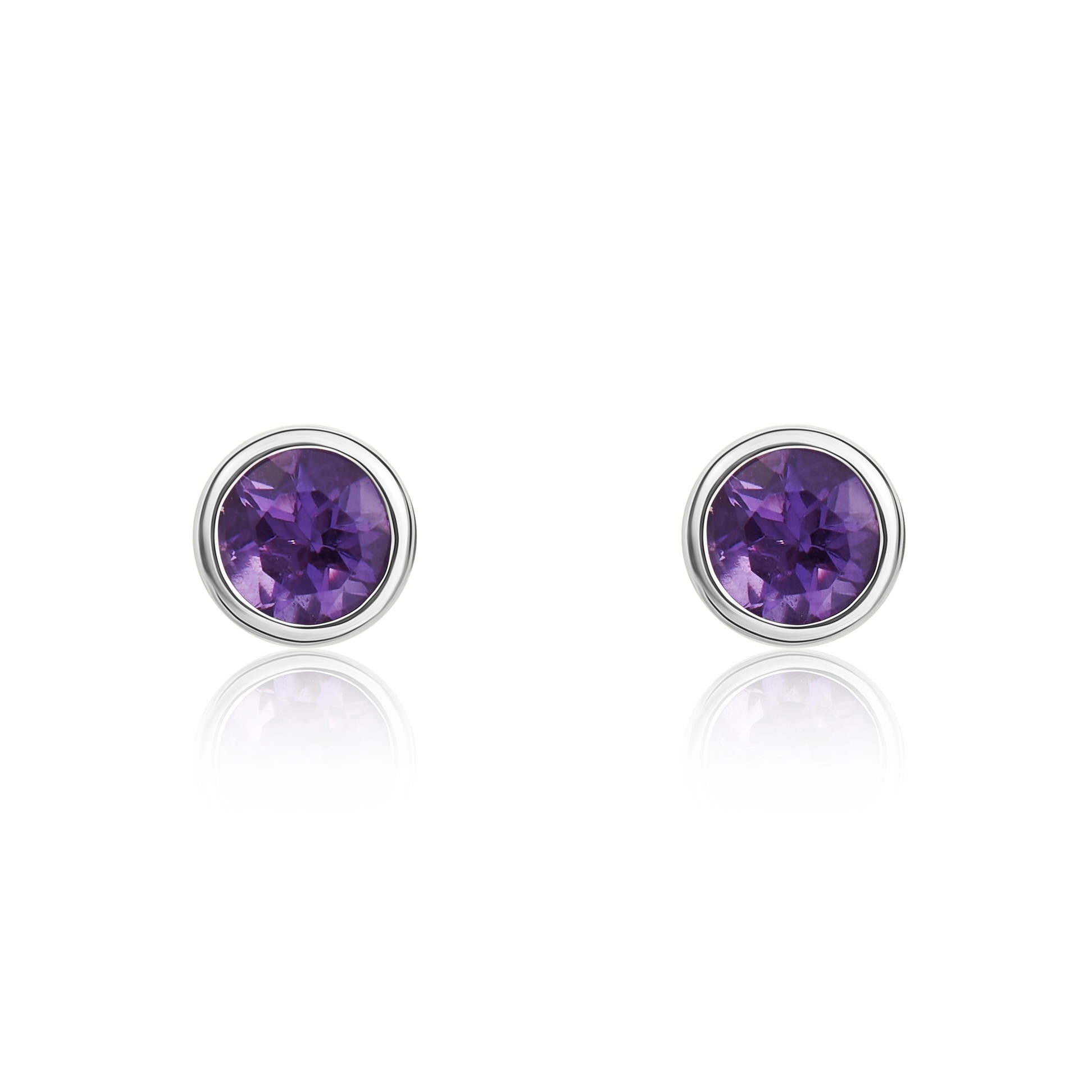 9CT WG 3MM ROUND AMETHYST RUBOVER EARRINGS