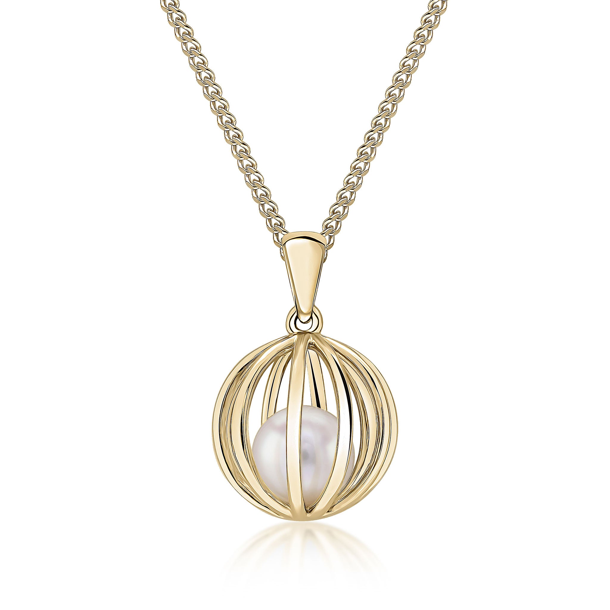9CT YG CULTURED FRESHWATER PEARL CAGE PENDANT