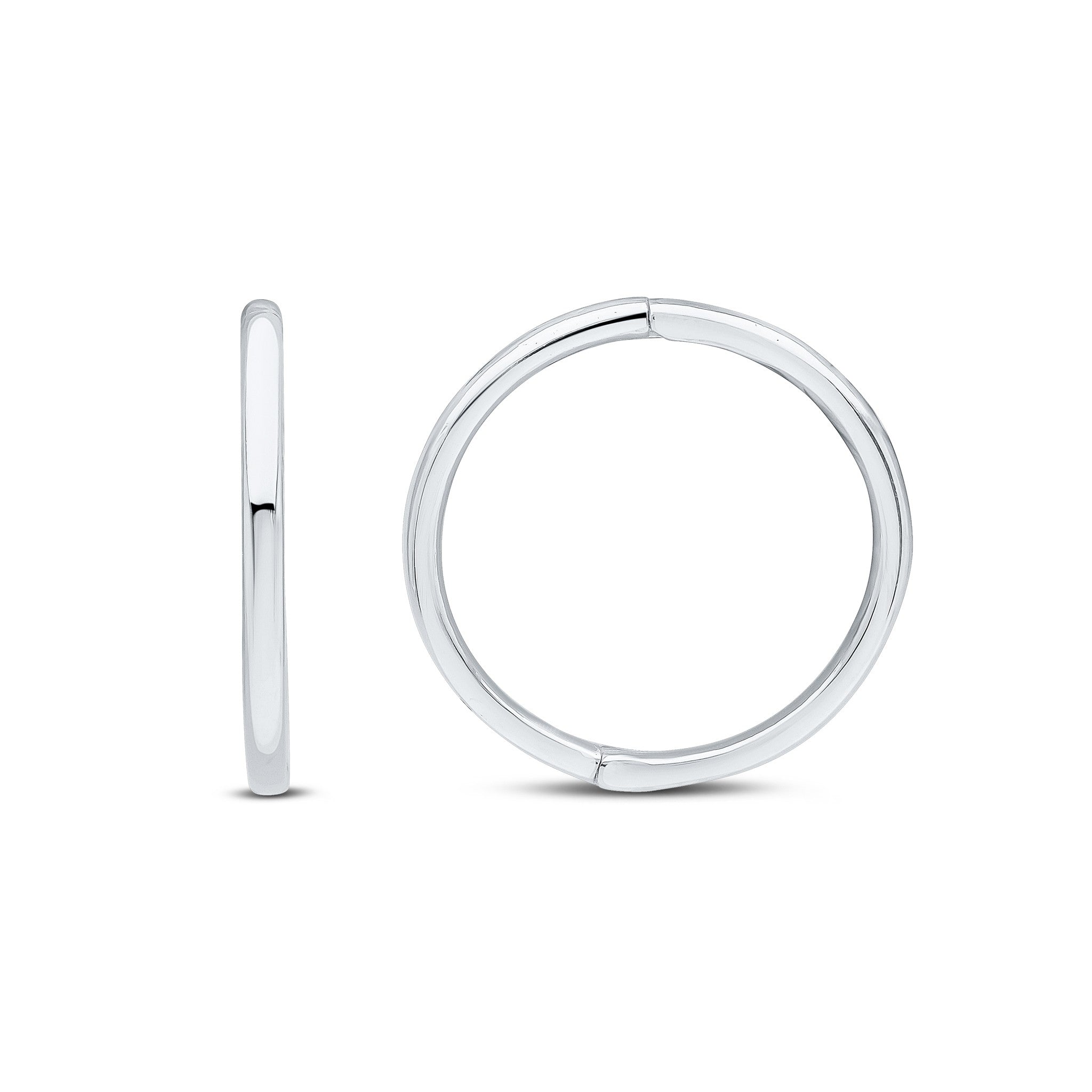 9CT WG HINGED SLEEPER HOOP EARRINGS. 15MM OUTER DIAMETER