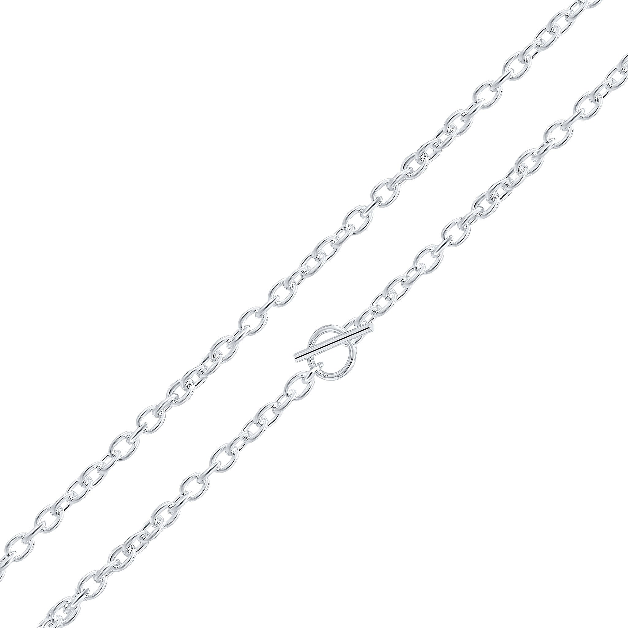 Silver 6mm Cable Chain T-Bar 8"