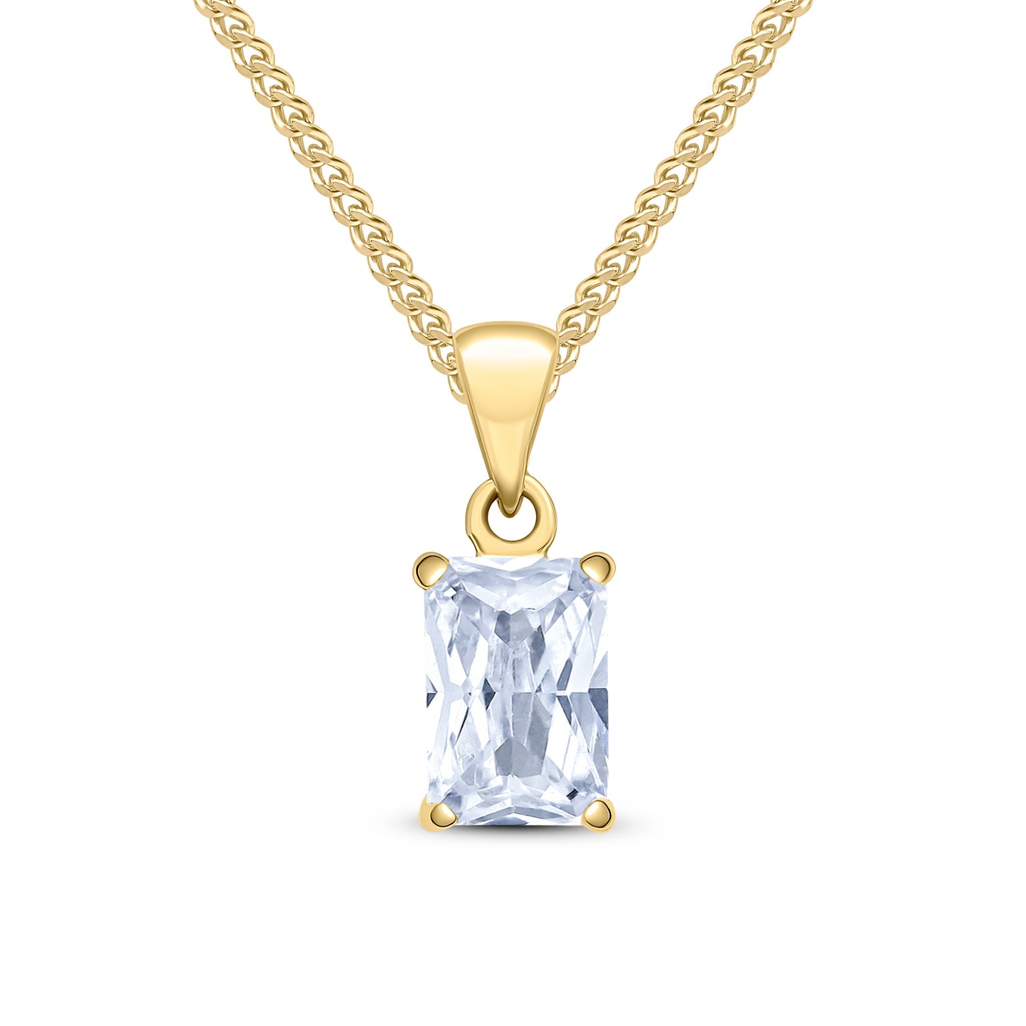 9CT YG 7X5 OCTAGON CZ CLAW SET PENDANT
