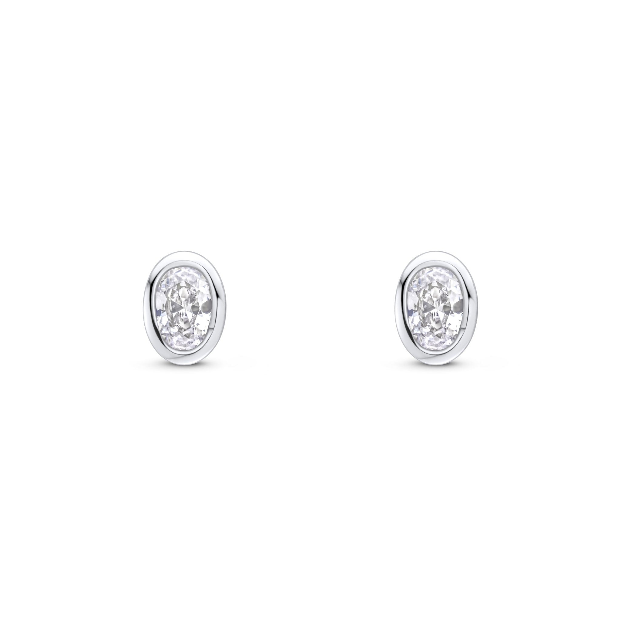 9CT WG 4X3 OVAL CZ RUBOVER SET EARRINGS