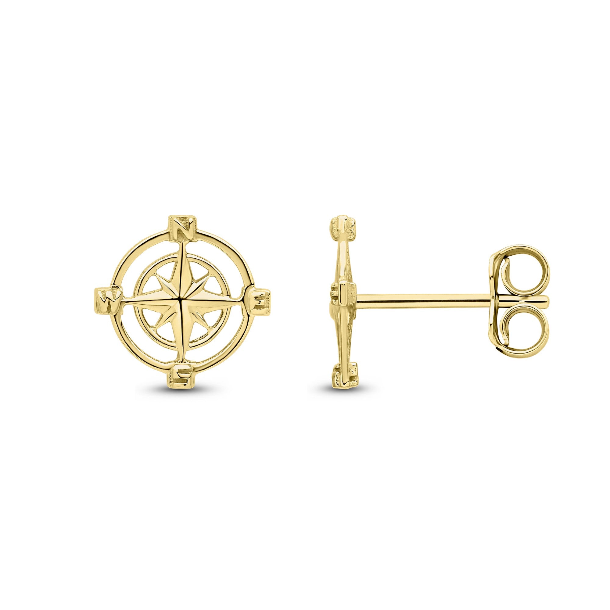 9CT YG NAUTICAL WHEEL STUD EARRINGS